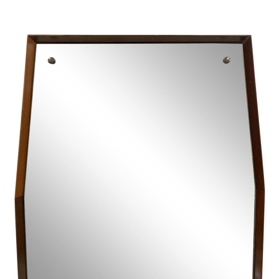 Teak Midcentury 1960s Italian Octagonal Wooden Mirror