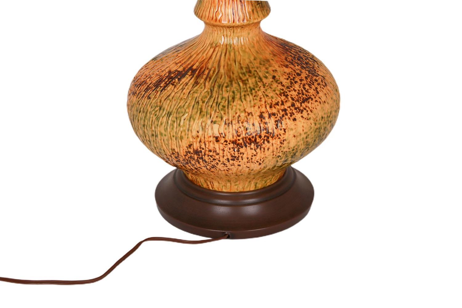 Mid-20th Century Mid Century 1960s Large Splatter Drip Glaze Urn Table Lamp For Sale