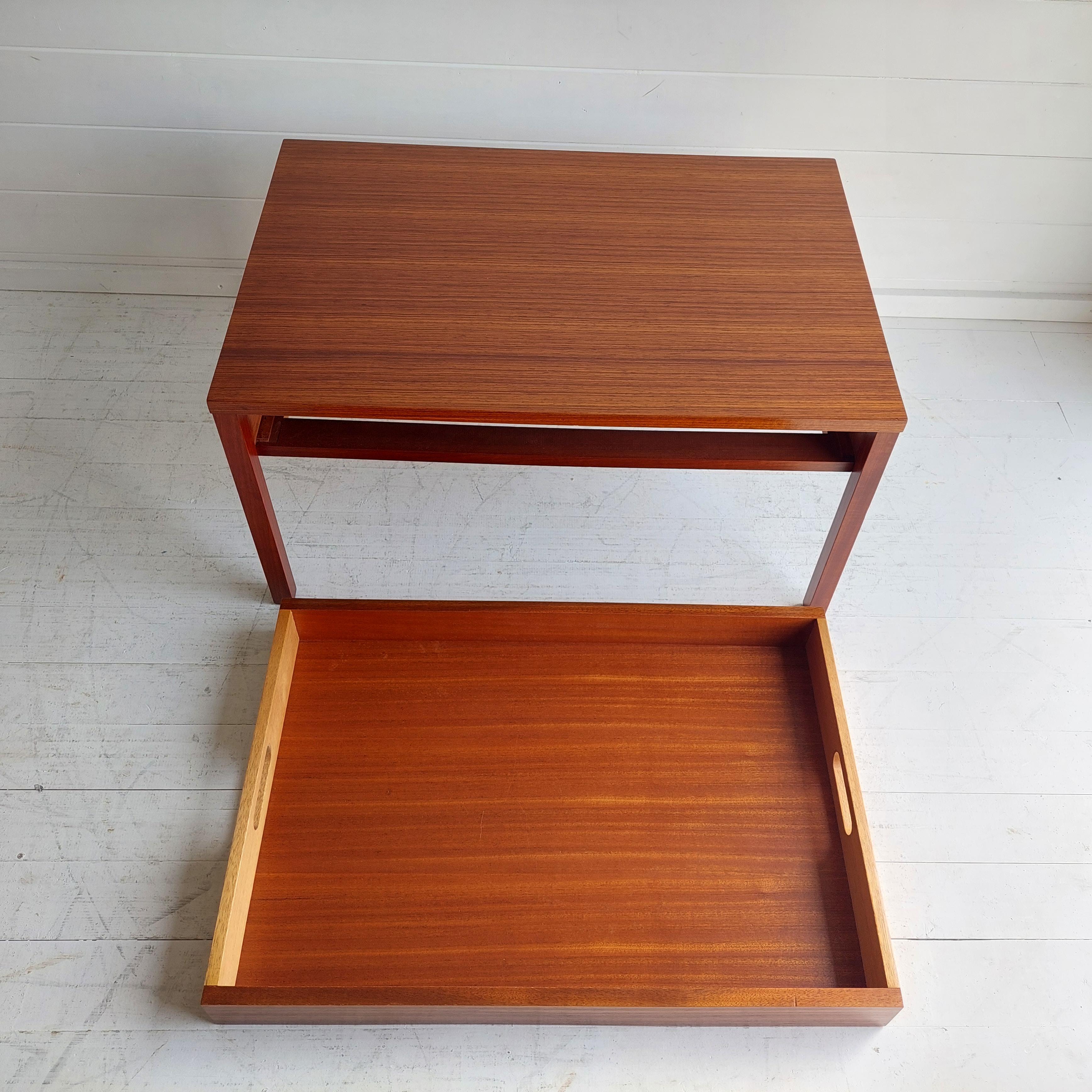 Midcentury 1960s Meredew Teak Side Coffee Table with Drawer/Serving Tray 4