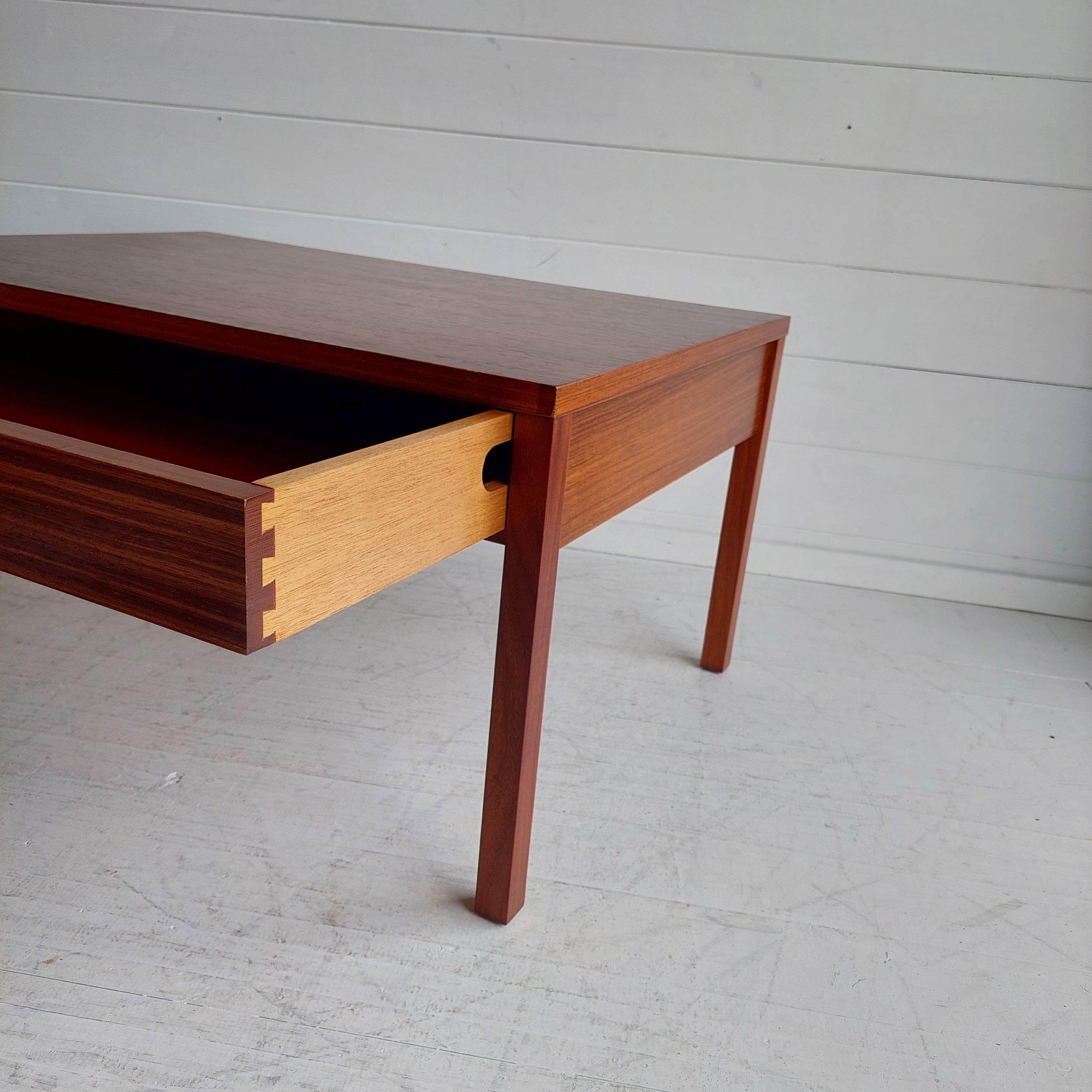 Midcentury 1960s Meredew Teak Side Coffee Table with Drawer/Serving Tray 7
