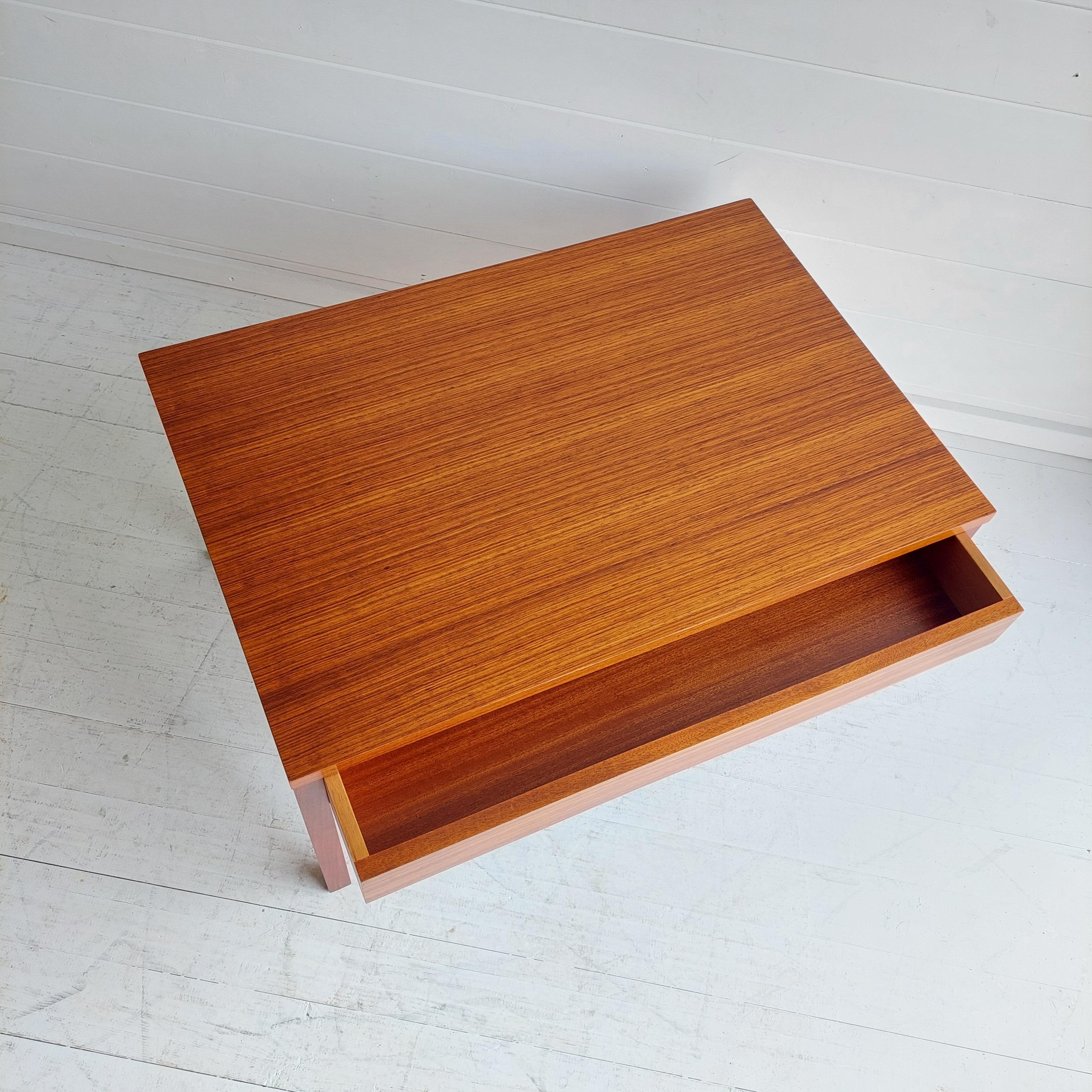 Midcentury 1960s Meredew Teak Side Coffee Table with Drawer/Serving Tray In Good Condition In Leamington Spa, GB