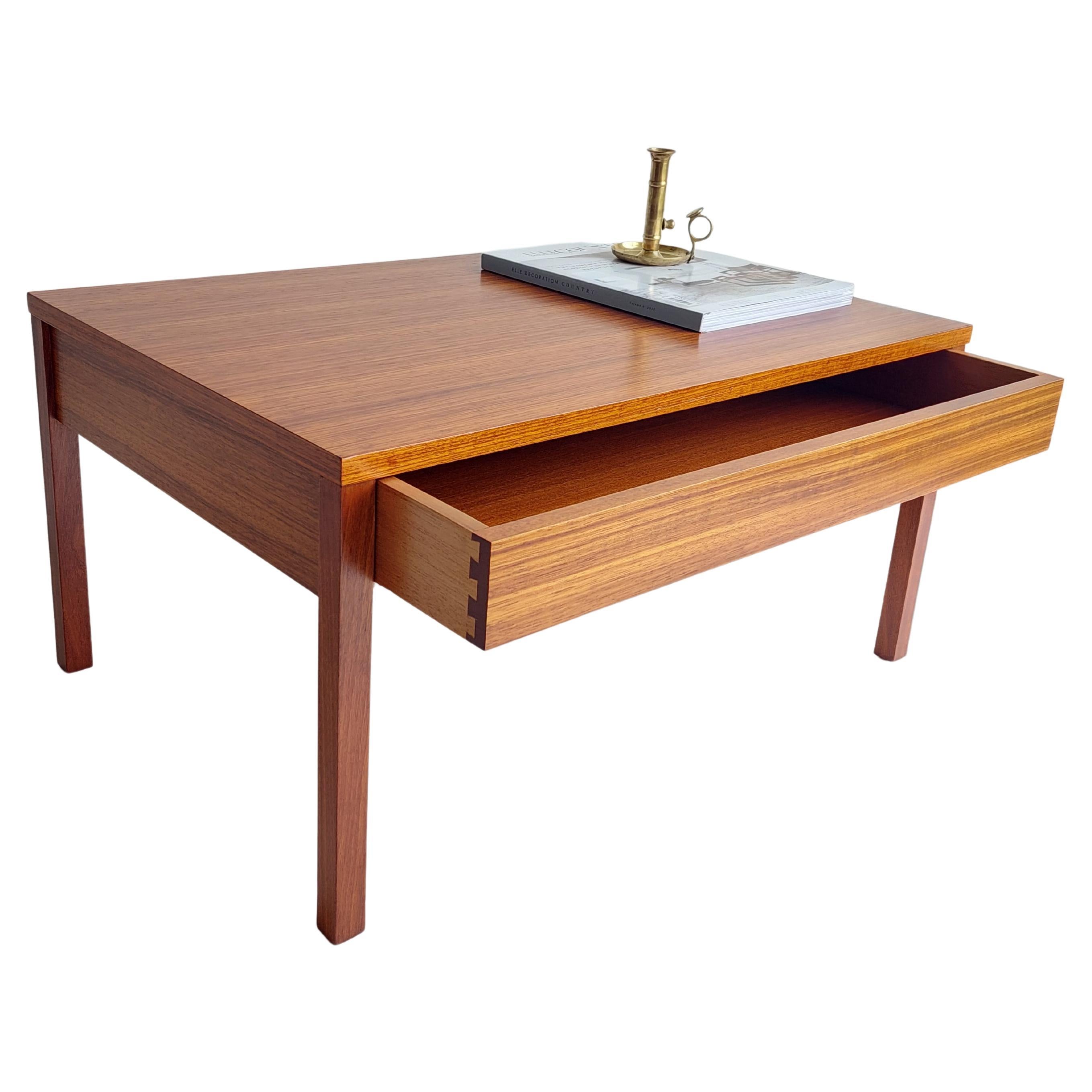 Midcentury 1960s Meredew Teak Side Coffee Table with Drawer/Serving Tray