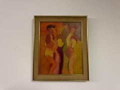 Pintura figurativa de composición moderna de mediados de siglo, de los años 60