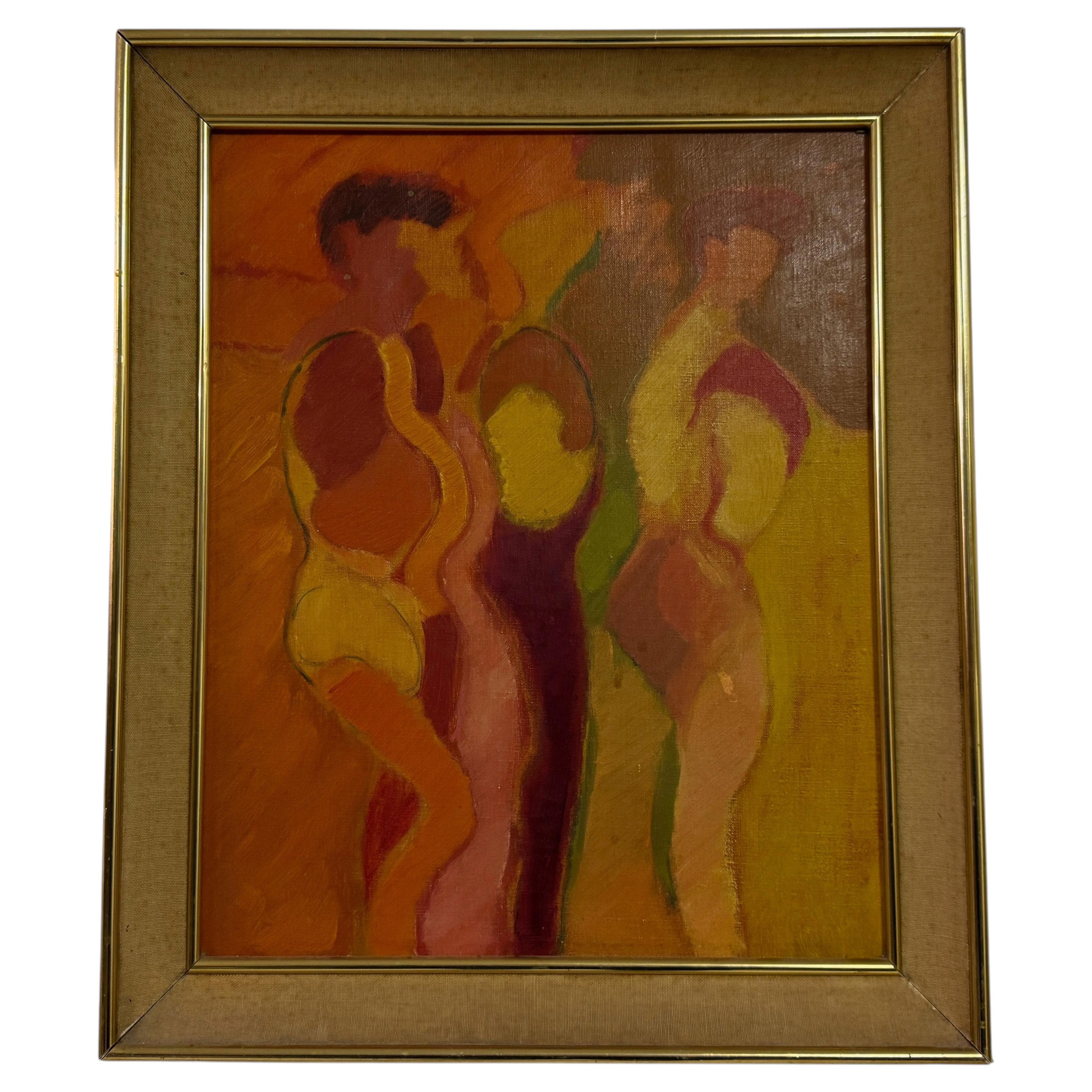 Peinture figurative moderne de style « Mid-Century » des années 1960