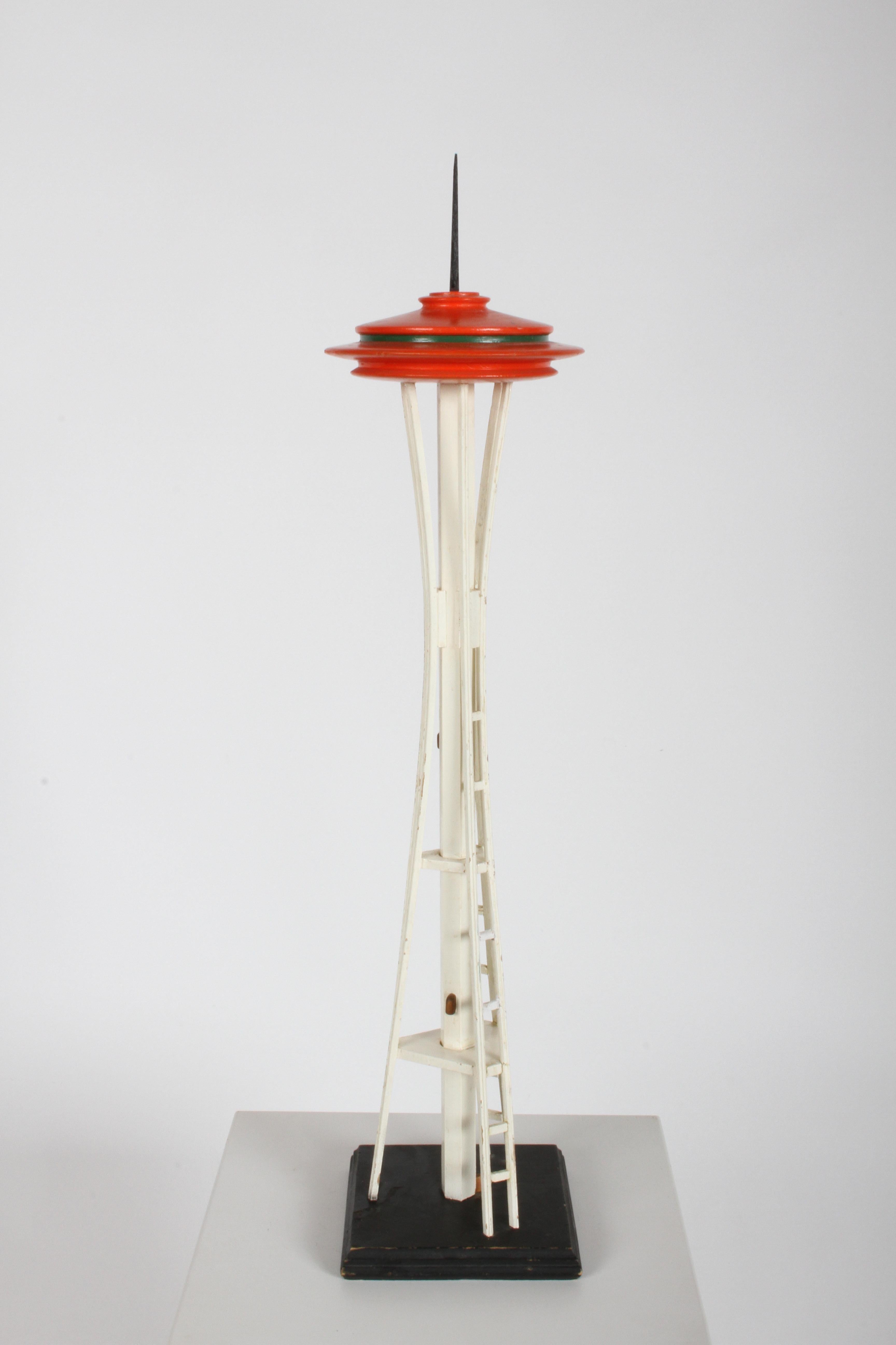 Midcentury 1960s Modern Vintage Wood Space Needle Model In Good Condition In St. Louis, MO