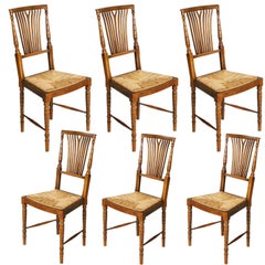 1960s  Six Dining Chairs Chiavarine by  Fratelli Levaggi / Gaetano Descalzi
