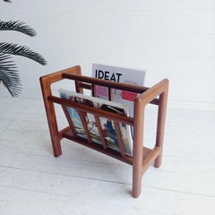 Midcentury 1960s Teak Afrormosia Magazine Rack Danish Style