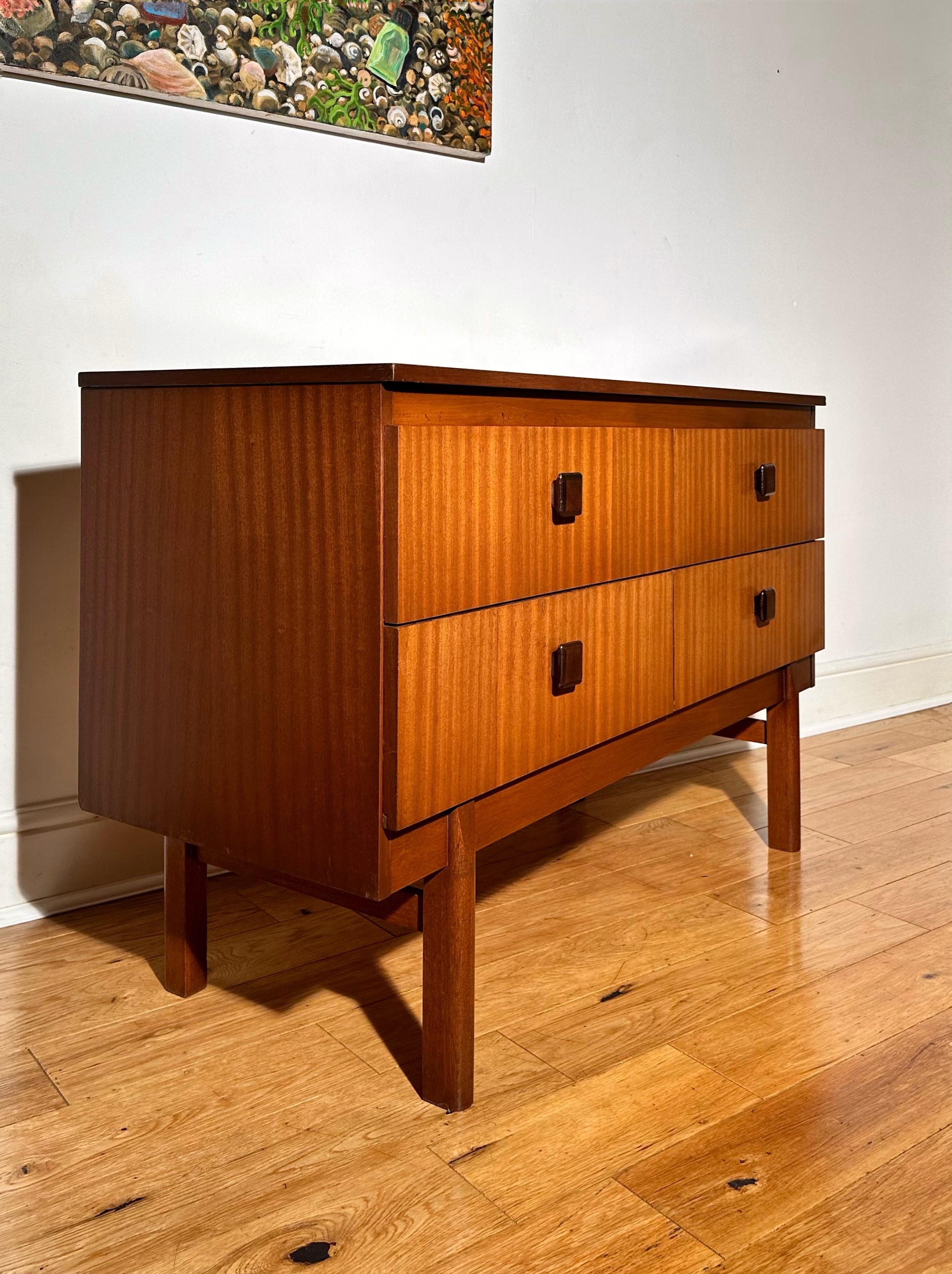 British Mid Century 1960’s Teak Double Chest of Drawers / Small Sideboard by Remploy 
