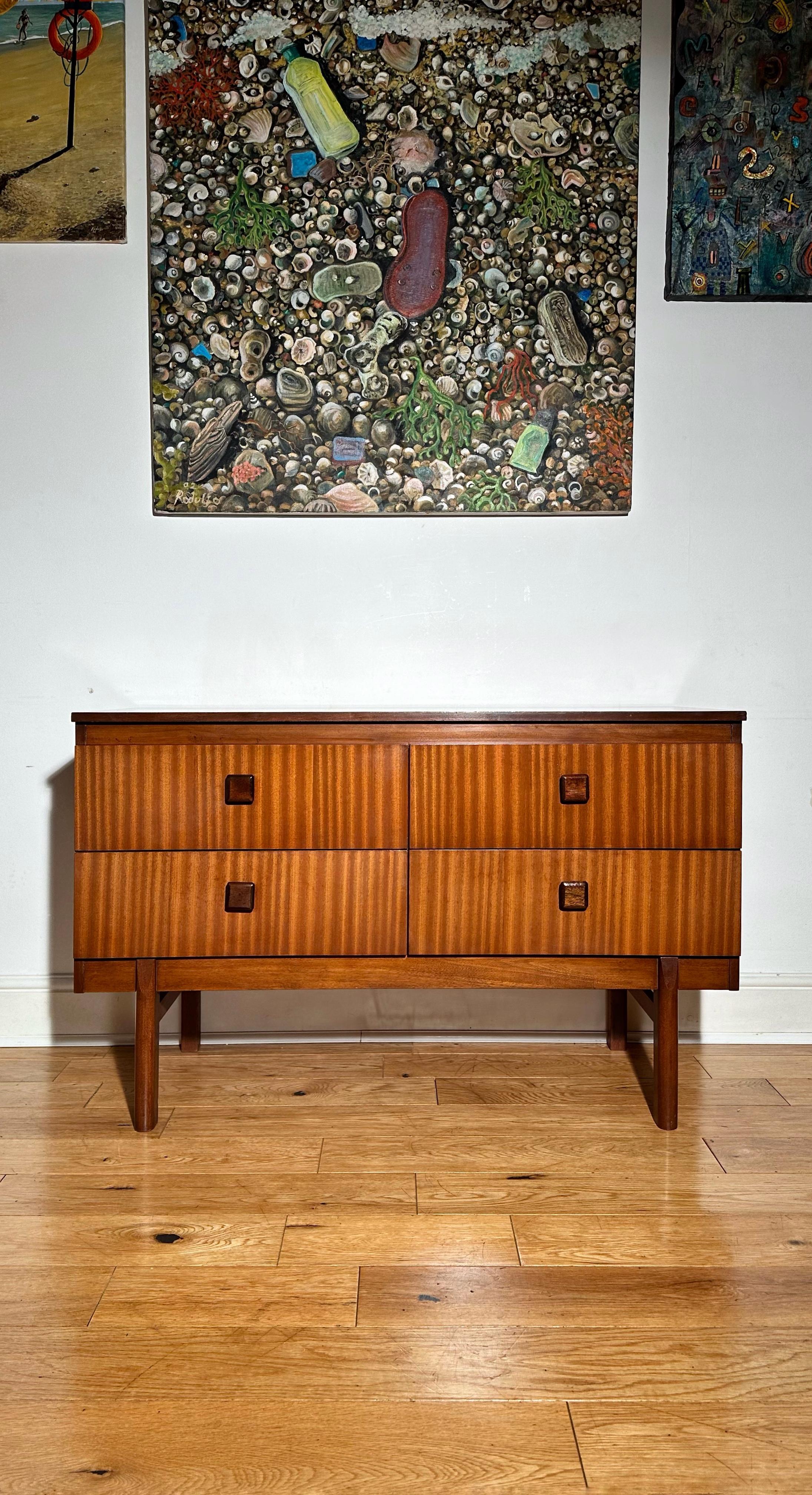 Mid Century 1960’s Teak Double Chest of Drawers / Small Sideboard by Remploy  1