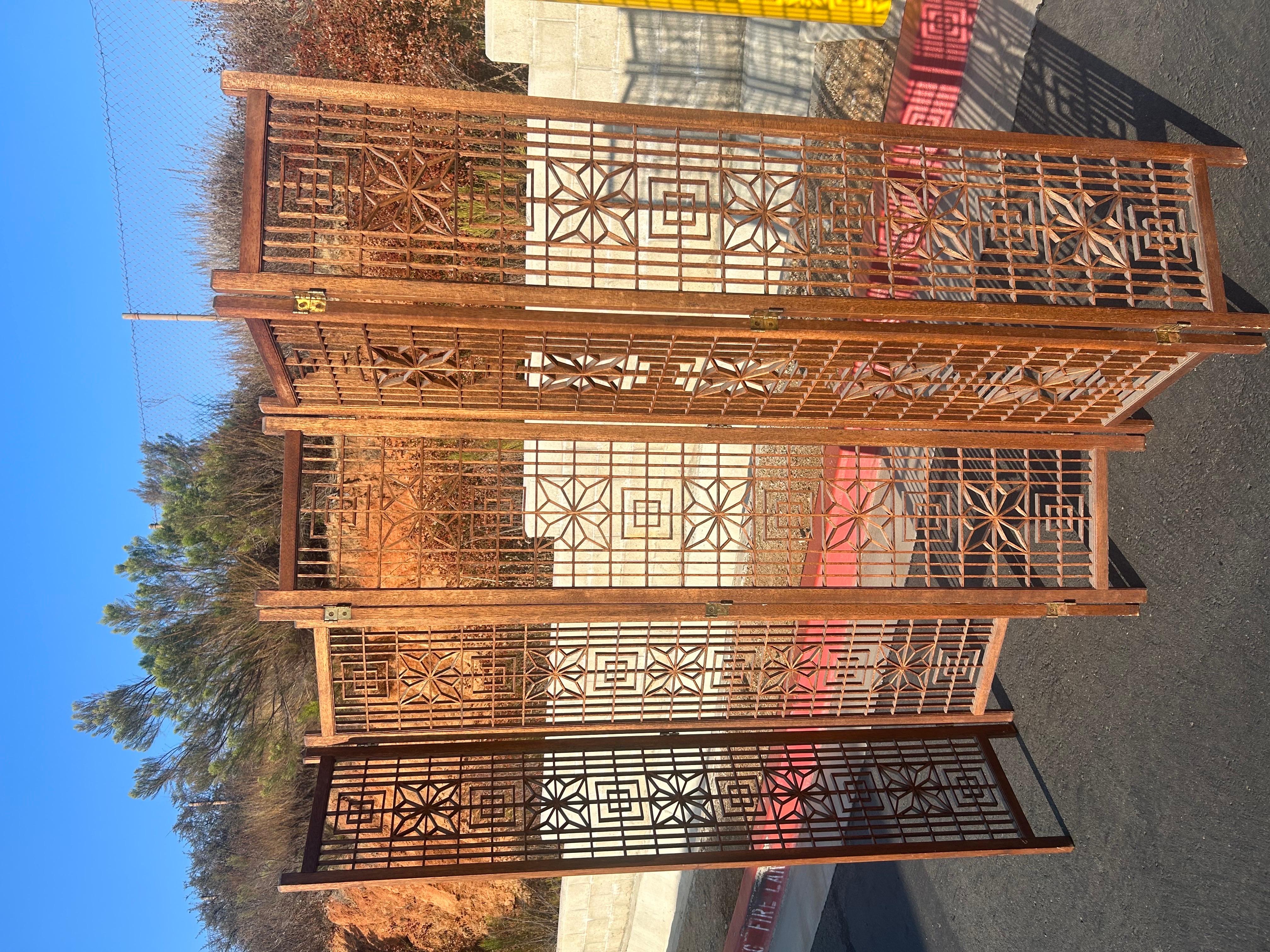 Mid Century 1960’s Teak Six (6) Panel Folding Screen Room Divider 3
