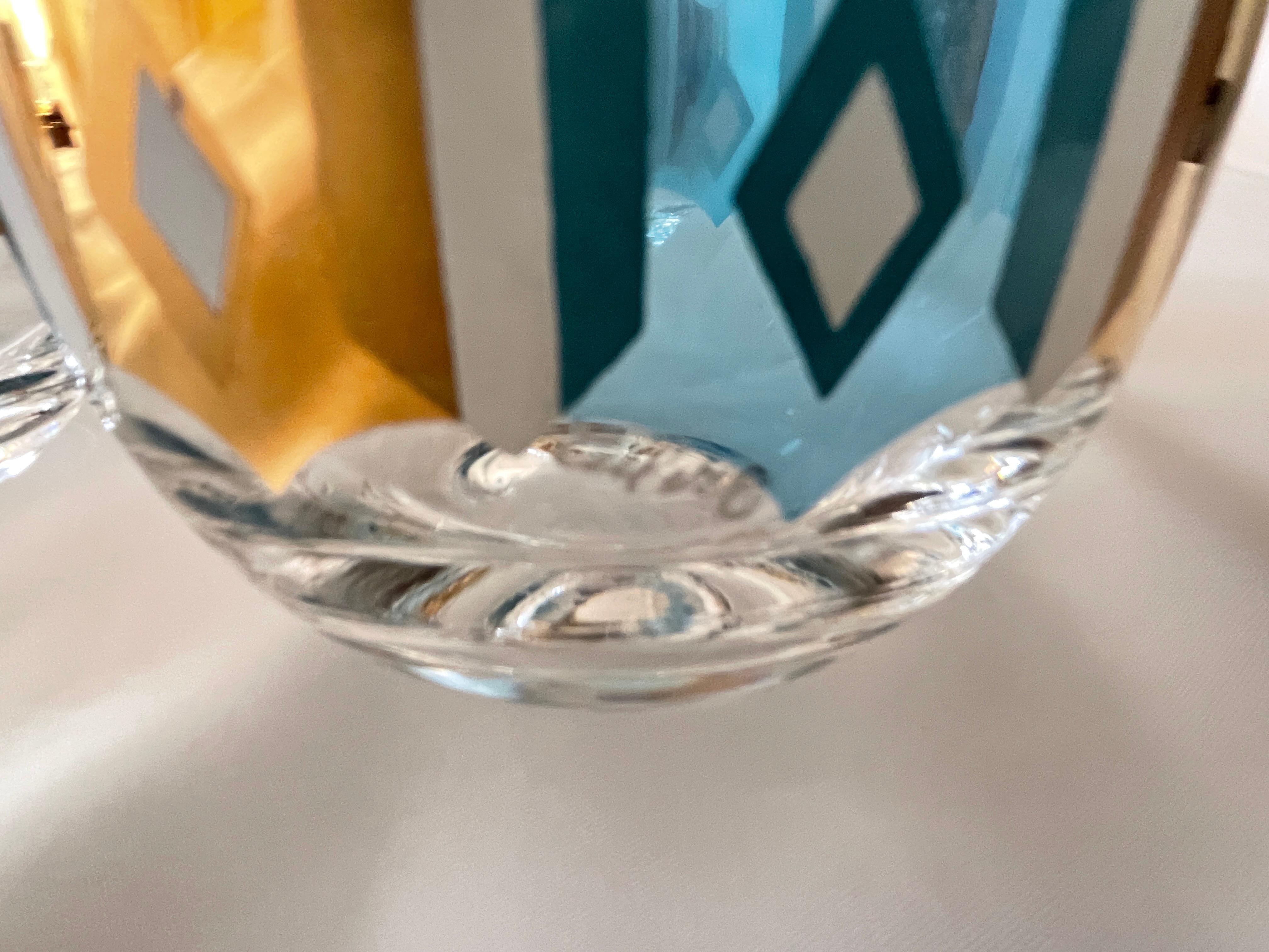 Gilt Culver Ltd.  1960's Turquoise, White  and 22K Gold Set of 6 Cocktail Glasses For Sale