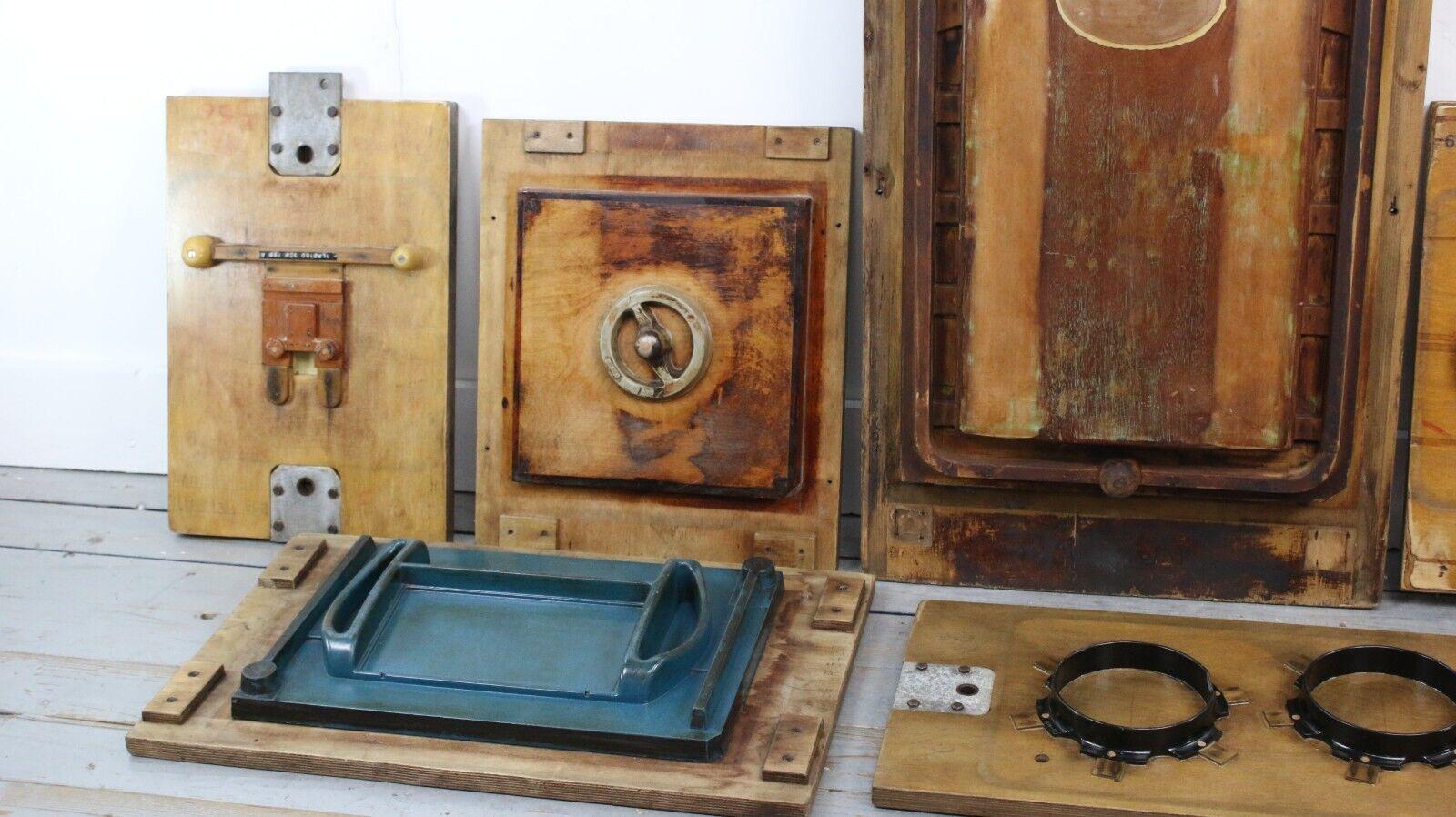 Mid-Century Vintage Factory Moulds  

A batch of factory vintage electrical item moulds. These mixed wood factory moulds are from the mid-20th century, circa 1960s.
Great for abstract wall art, shop and any retail setting.

These came from a batch