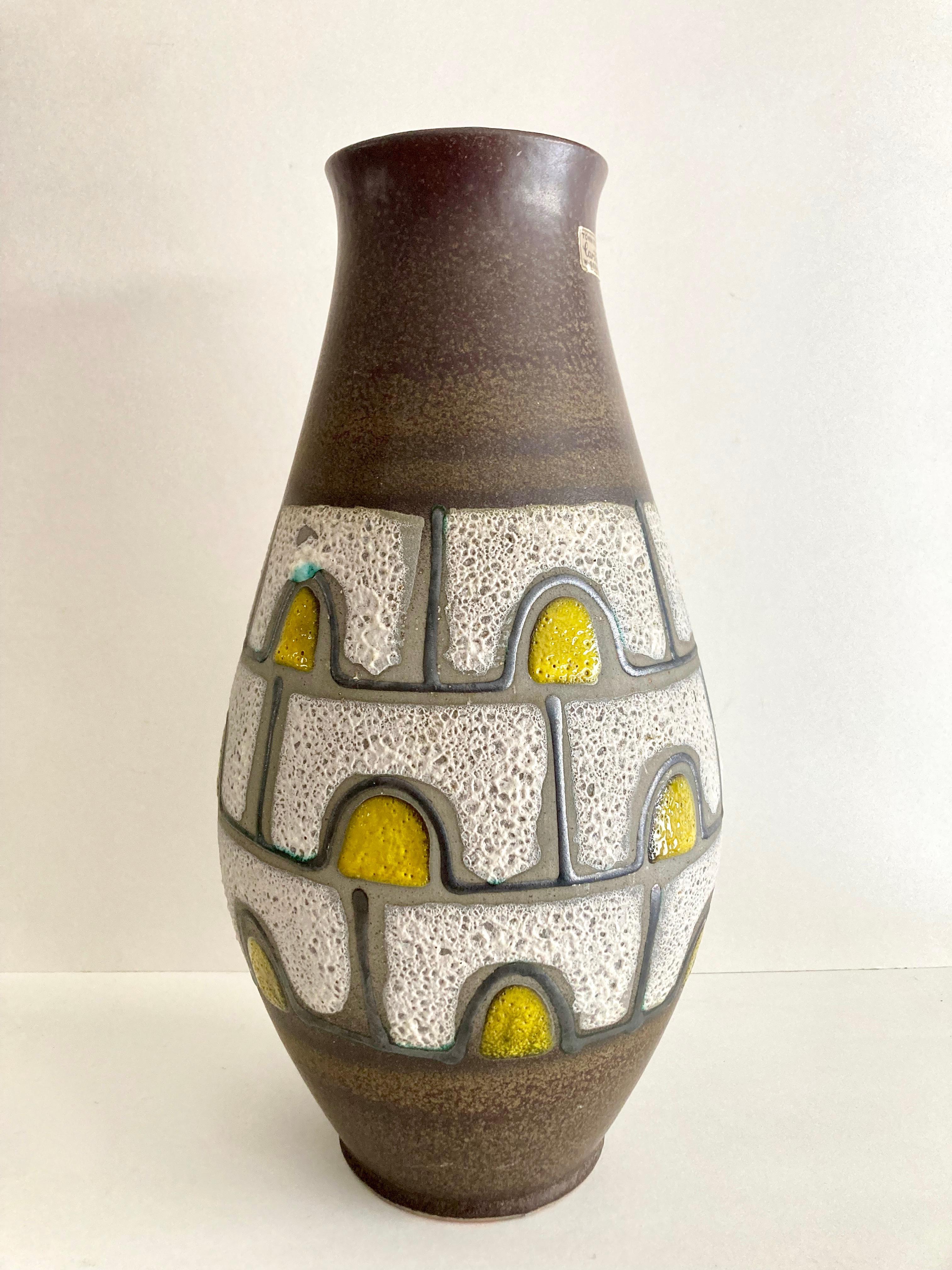 Mid-Century Modern Mid-Century 1960s West German Large Fat Lava Ceramic Vase by Carstens Tönnieshof For Sale