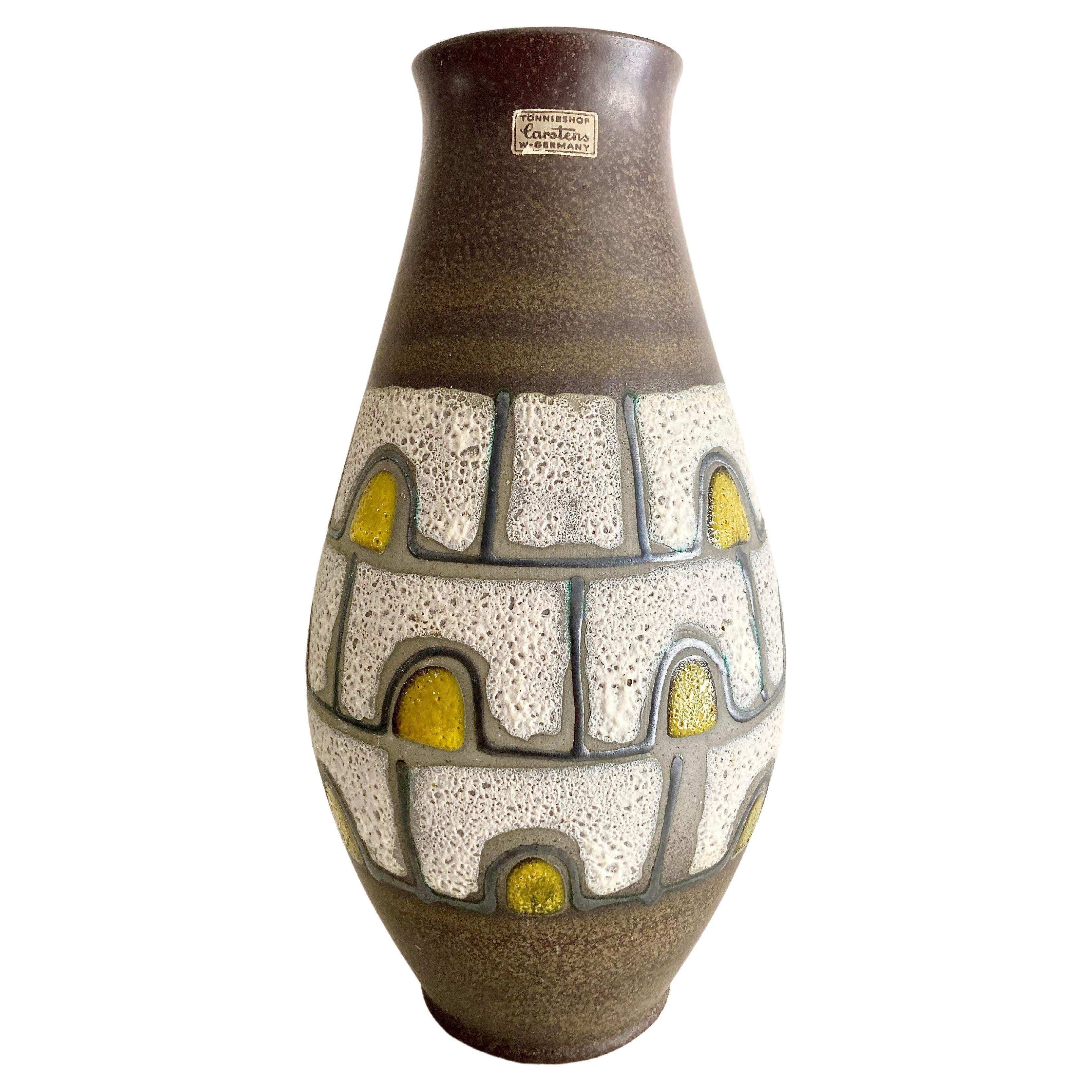 Mid-Century 1960s West German Large Fat Lava Ceramic Vase by Carstens Tönnieshof For Sale