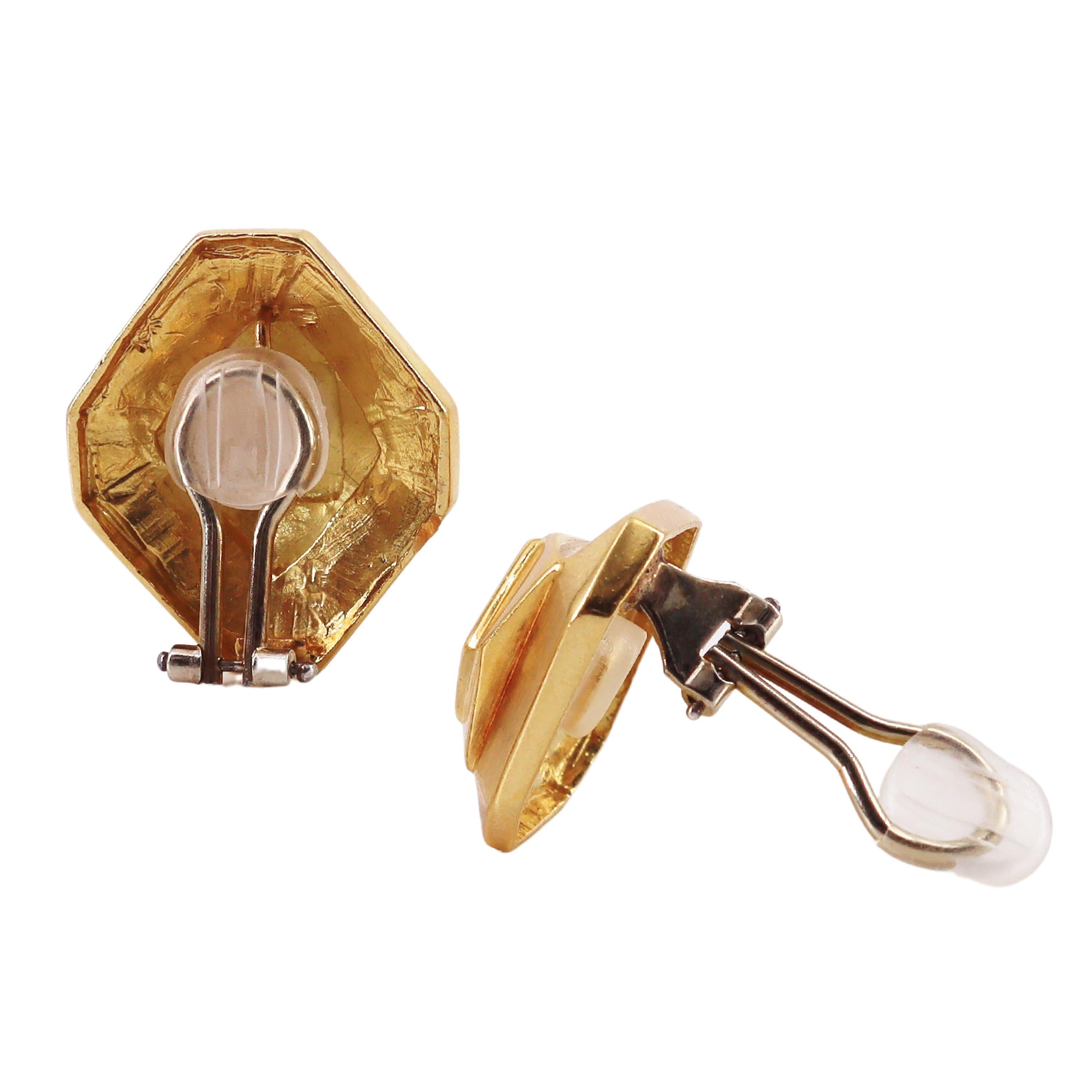 Mid-century 1970 18kt Yellow Gold Clip-on Earrings For Sale 1