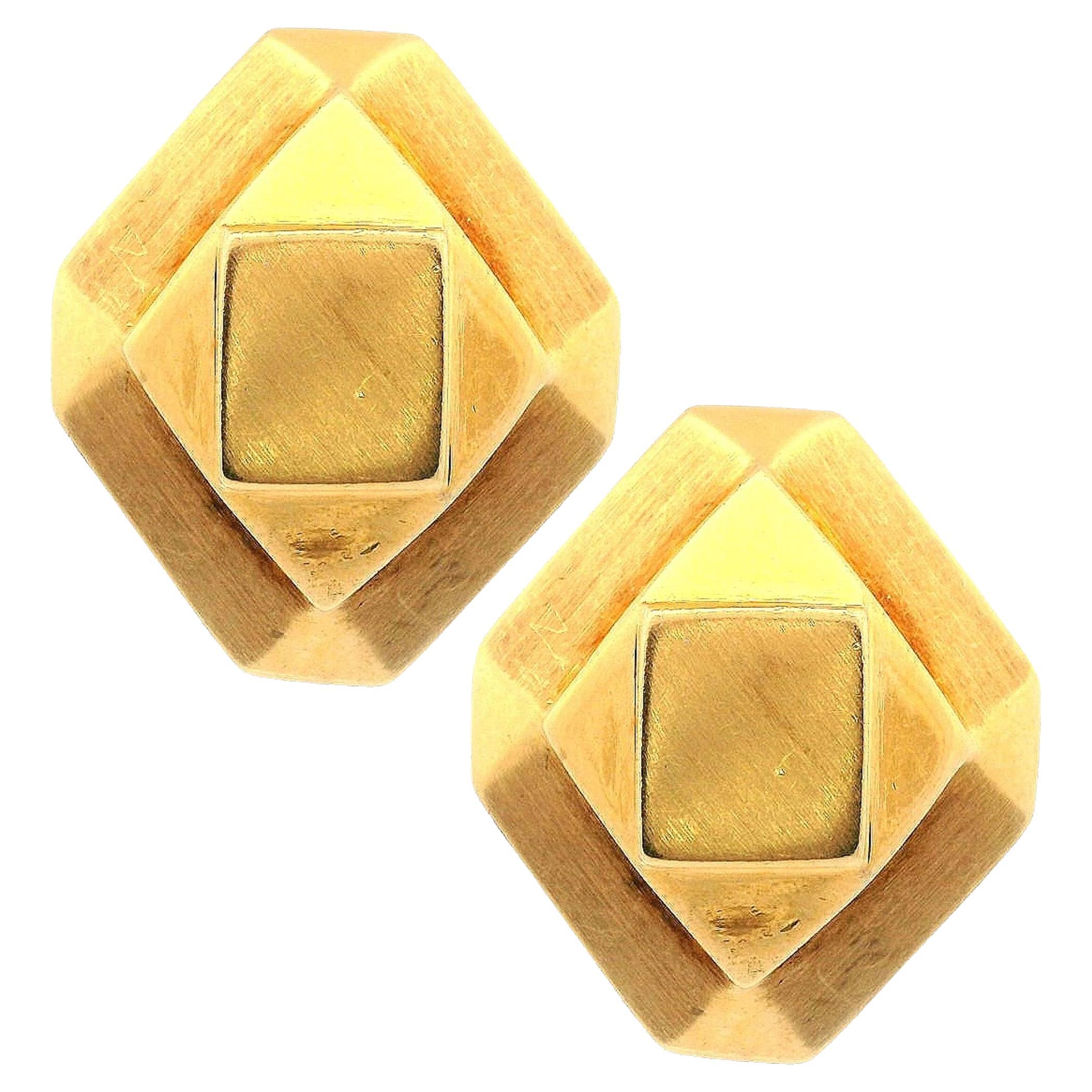 Mid-century 1970 18kt Yellow Gold Clip-on Earrings