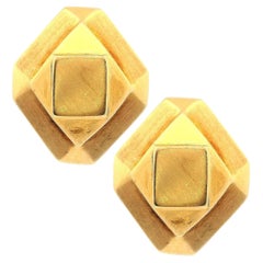 Pendientes de clip de oro amarillo de 18 quilates de mediados de siglo de 1970