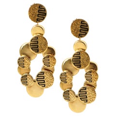 Italienische 18 Karat Gold-Ohrringe mit Emaille-Ohrringe aus der Mitte des Jahrhunderts 1970