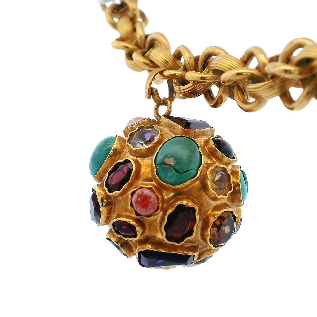 Mid-century 1970 Italian 18kt Gold Etruscan Revival Charm Bracelet For Sale 1