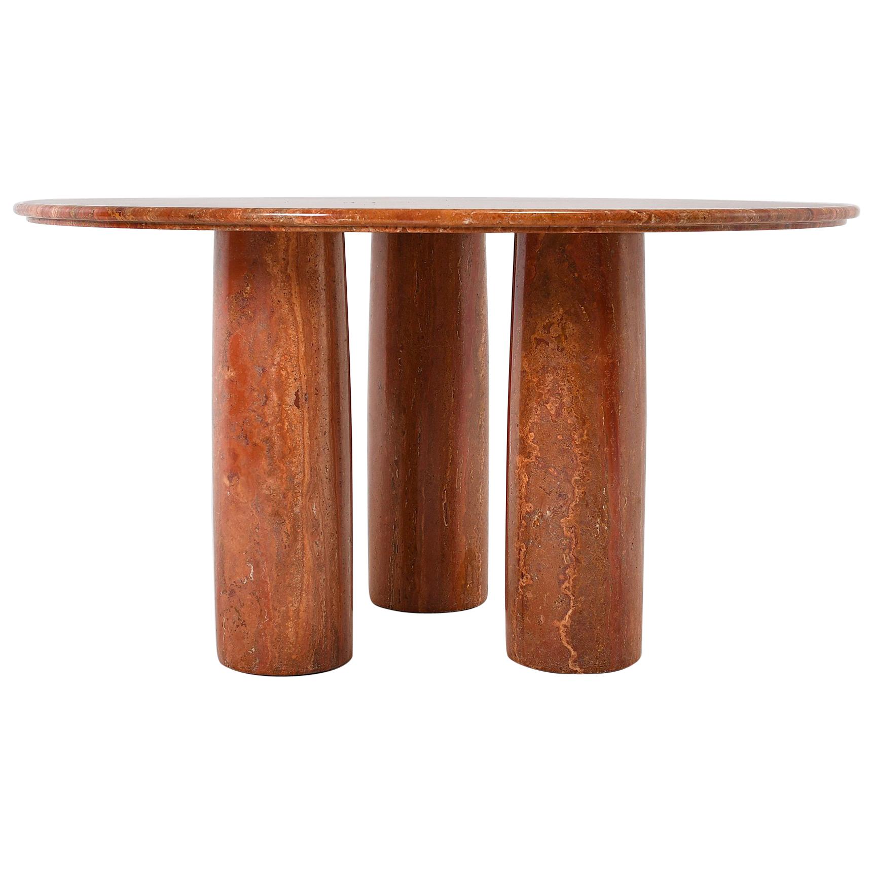 Mid-Century 1970 Travertine Mario Bellini "Colonnato" Round Dining Table, Italy