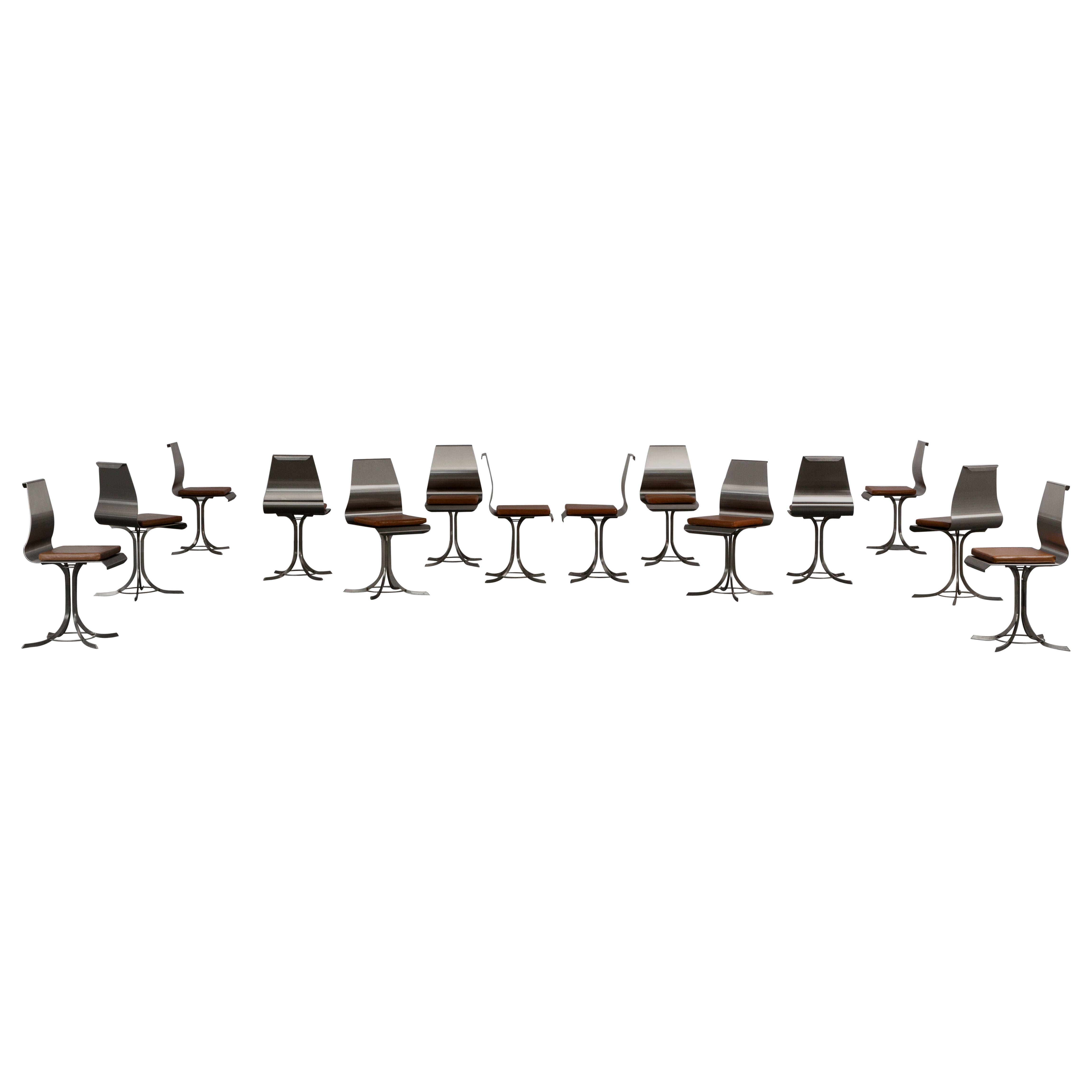 Mid-Century 1970 Vintage Xavier Feal Dining Chairs (Set of 14) For Sale
