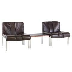 Brown Leather and Chrome Chair Set von Hans Eichenberger, Schweiz, Mitte der 1970er Jahre