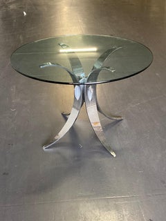 Mid-Century 1970s Glass Table, Steel Base, Style of Maria Pergay, France