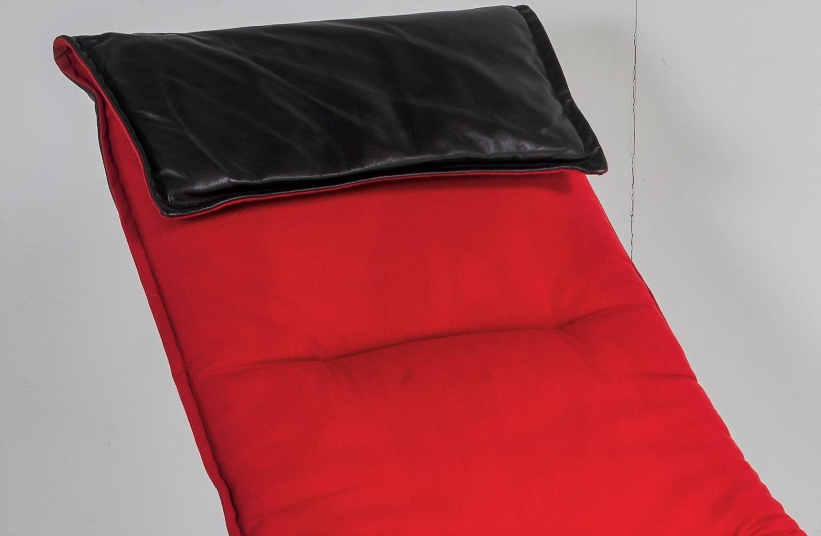 Mid Century 1970s Ingmar Relling Black Leather Reclining Chaise Lounger For Sale 10