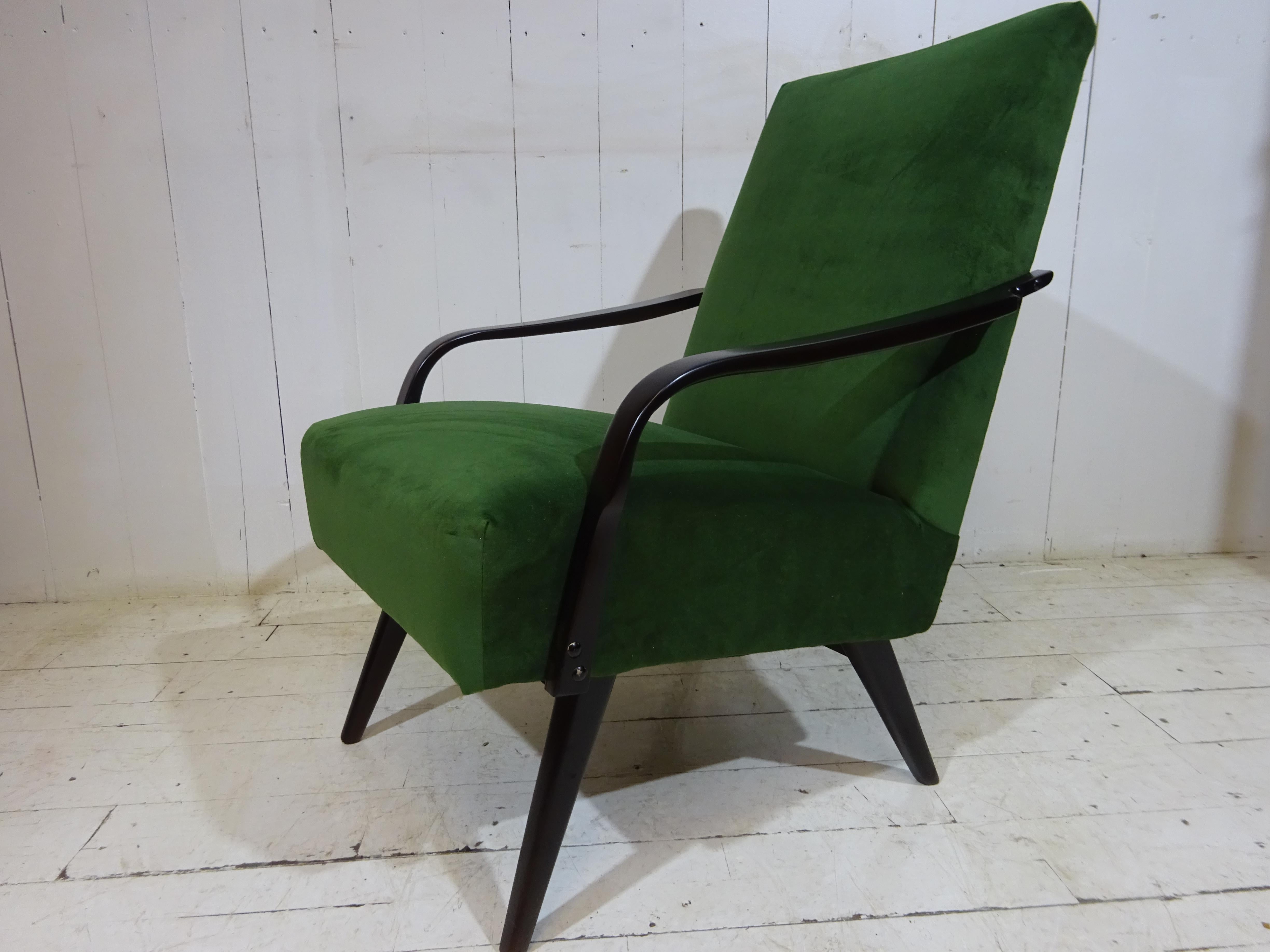 Velvet Midcentury 1970s Lounge Chair by Smidek
