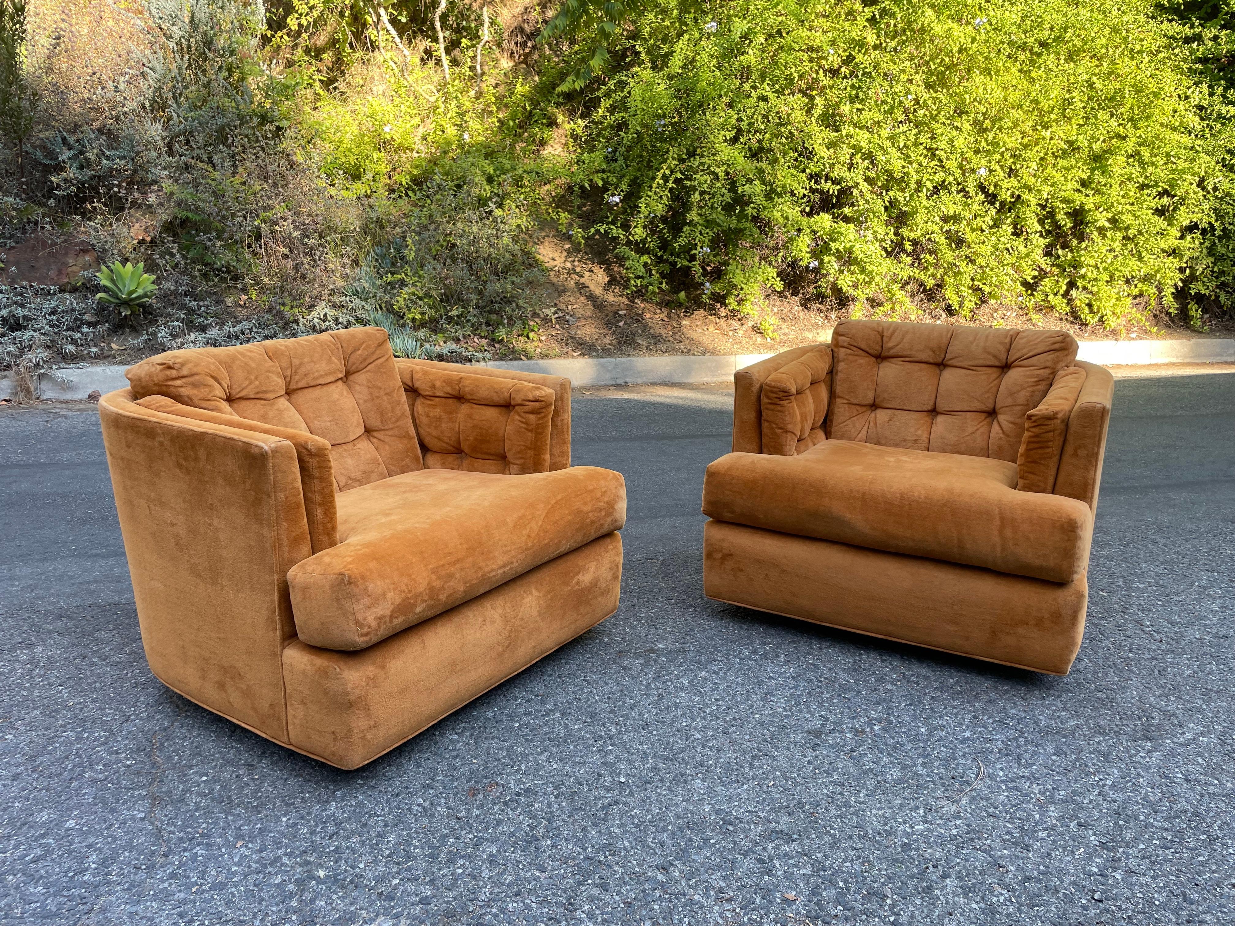 Mid-Century 1970s Orange Swivel Lounge Chairs 6