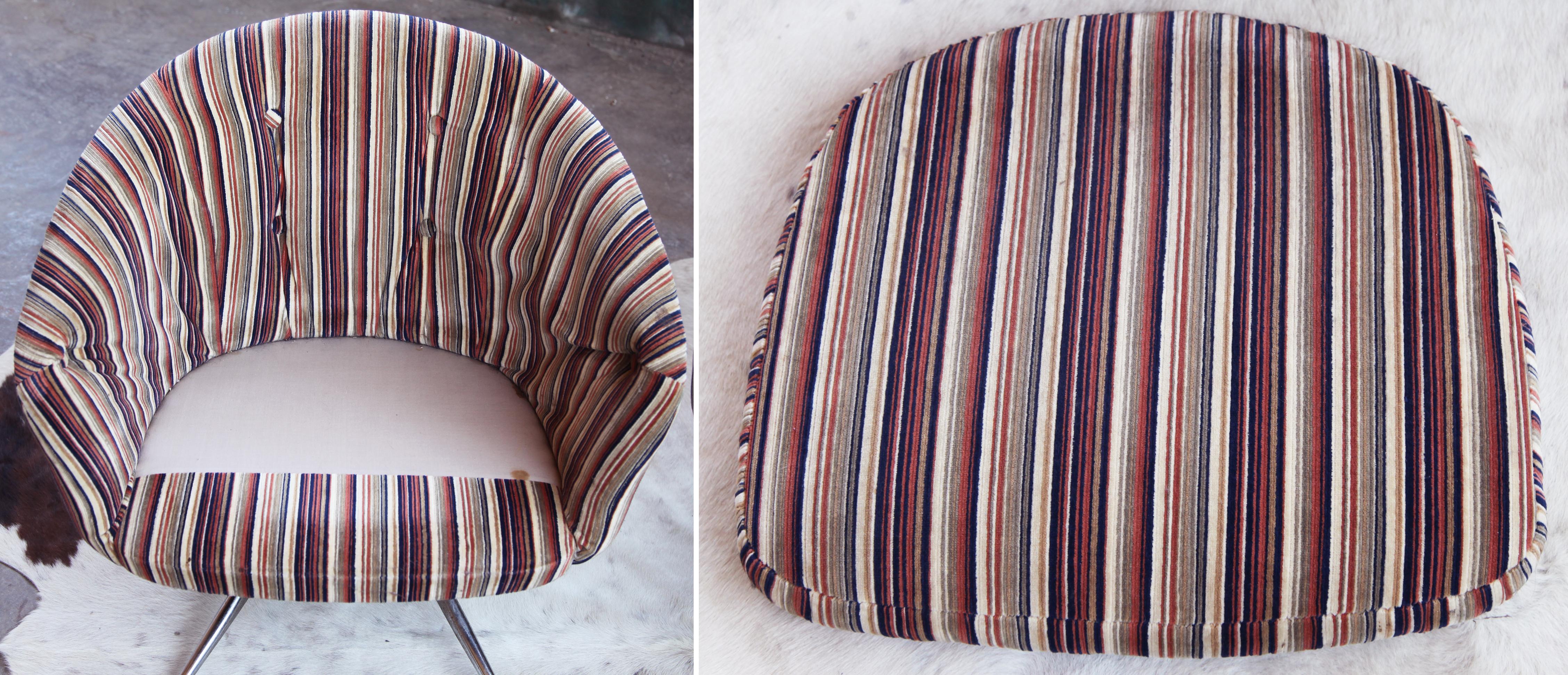 Mid Century 1970s Pin Striped Leopold for Ward Bennett Swivel Chairs - - a Pair For Sale 3