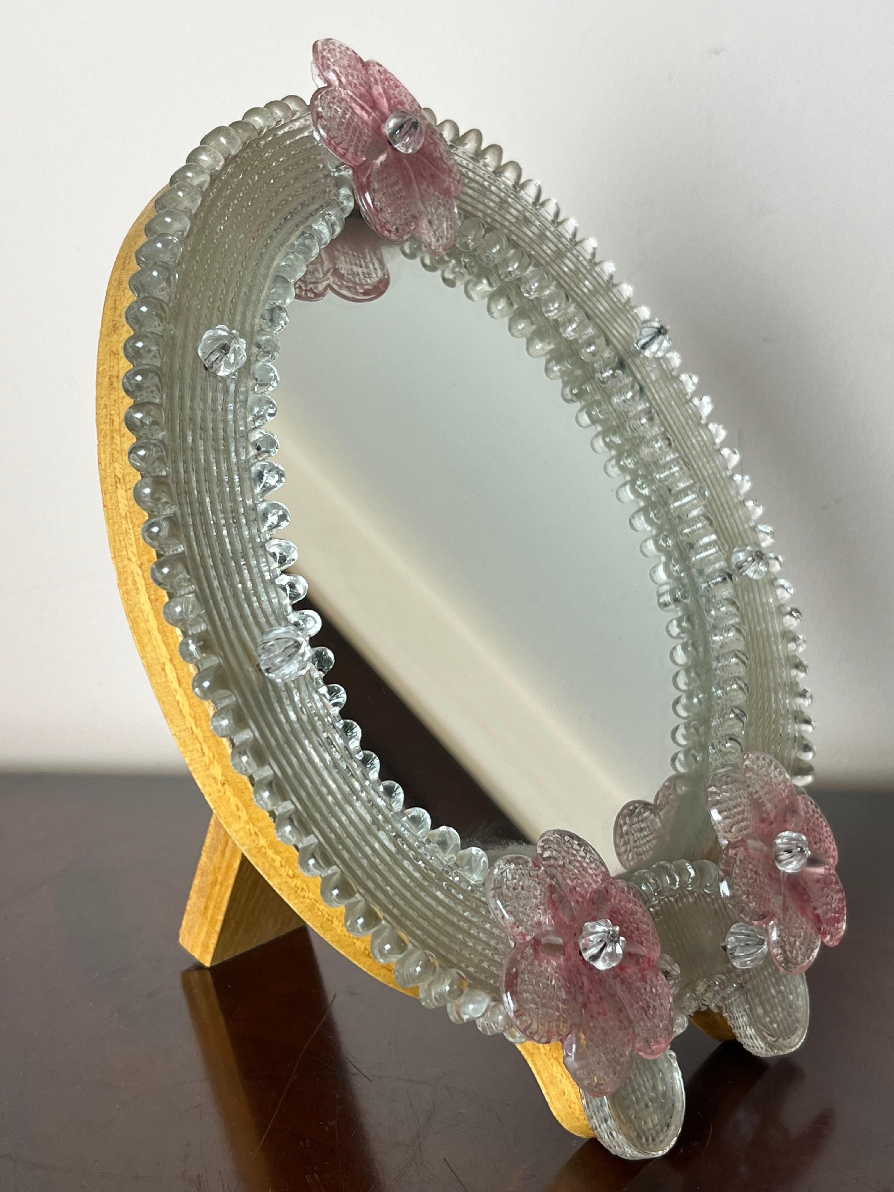 Italian Mid-Century 1970s Venetian Murano Glass Table Mirror For Sale