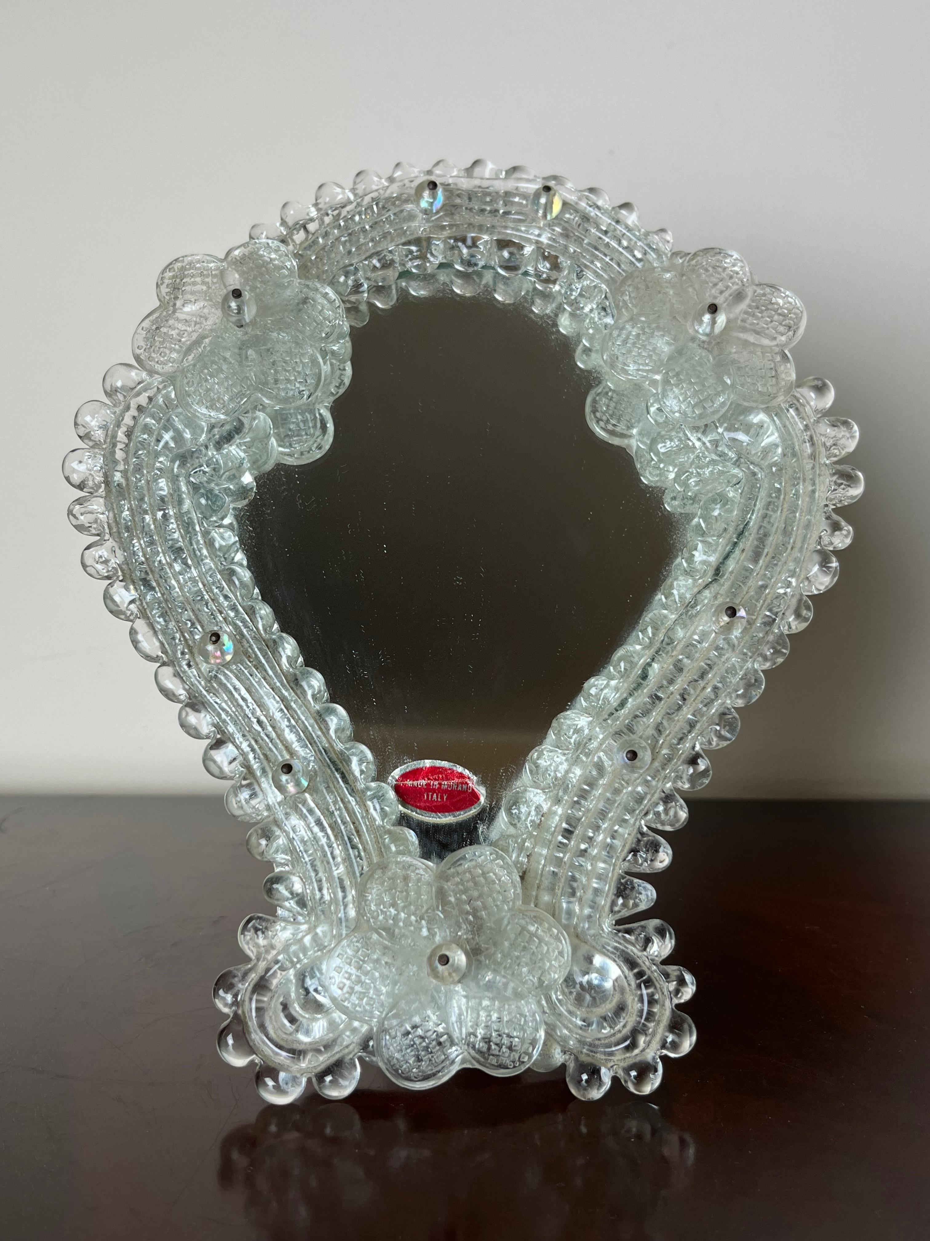 Mid-Century 1970s Venetian Murano Glass Table Mirror For Sale 2