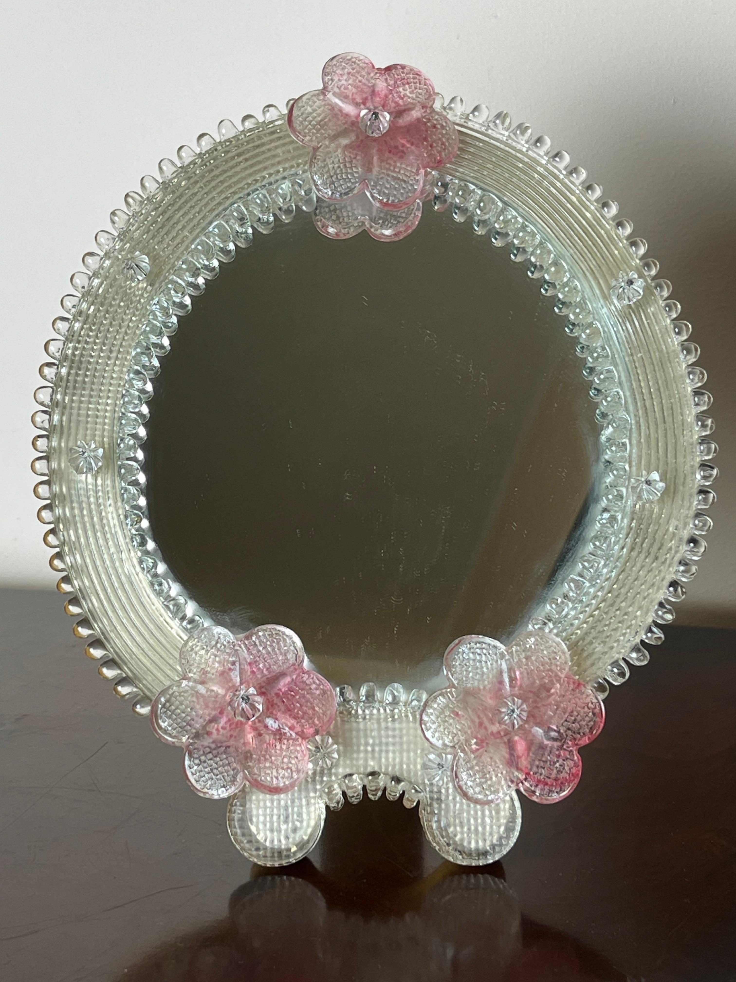 Mid-Century 1970s Venetian Murano Glass Table Mirror For Sale 3