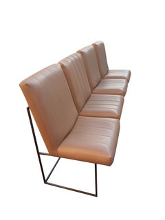 Mid-Century 1980s Milo Baughman Thayer Coggin Four Rare Bronze Tall Back Chairs