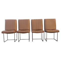 Mid-Century 1980s Milo Baughman Thayer Coggin Four Rare Bronze Tall Back Chairs