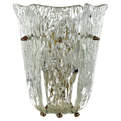 Mid-Century 2-Light Brass Murano Glass Wall Lamp Attributed to Barovier 
Toso