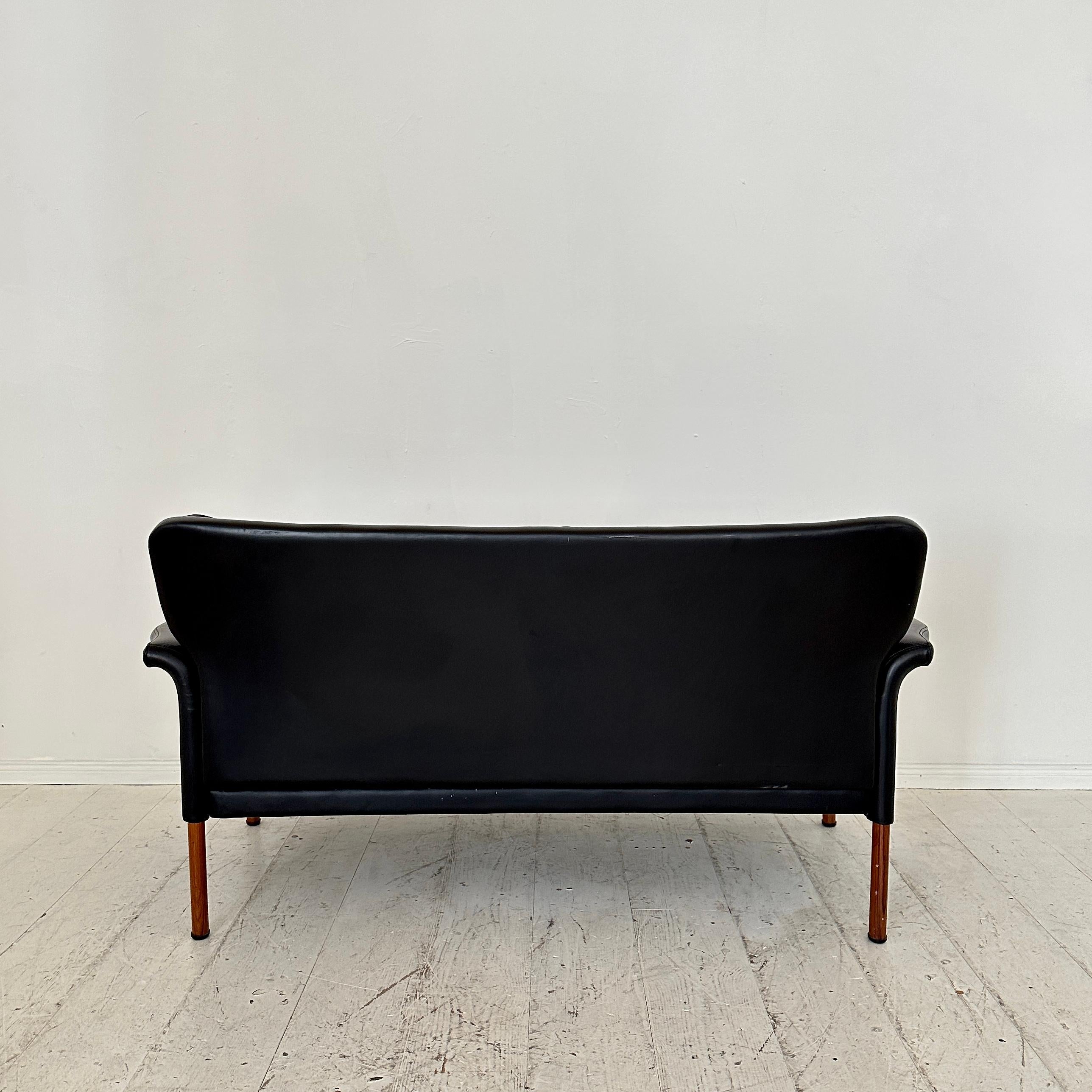 2-Sitzer-Leder-Sofa aus der Mitte des Jahrhunderts von Hans Olsen, Dänemark, 1960er Jahre im Angebot 6