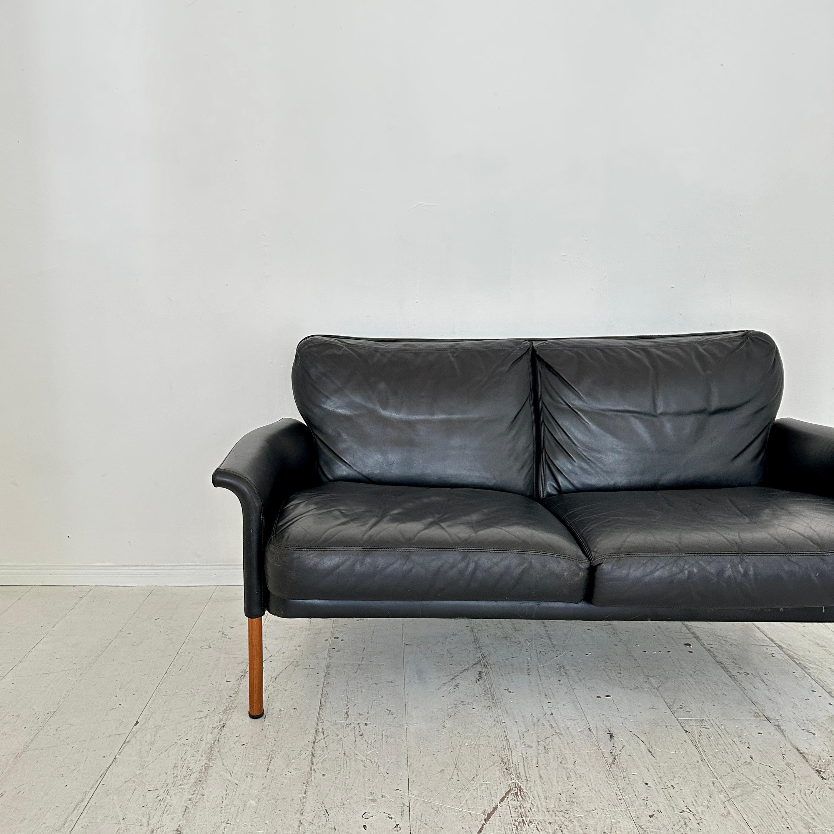 2-Sitzer-Leder-Sofa aus der Mitte des Jahrhunderts von Hans Olsen, Dänemark, 1960er Jahre im Angebot 2