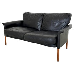 2-Sitzer-Leder-Sofa aus der Mitte des Jahrhunderts von Hans Olsen, Dänemark, 1960er Jahre