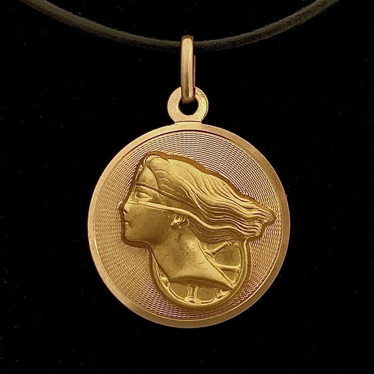 Midcentury Italian 2Sided Medallion Charm with Aquarius and Dea della