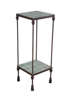 Mid Century 2 Tier Iron Tiled Plant Stand Sculpture Pedestal Side Table 36"