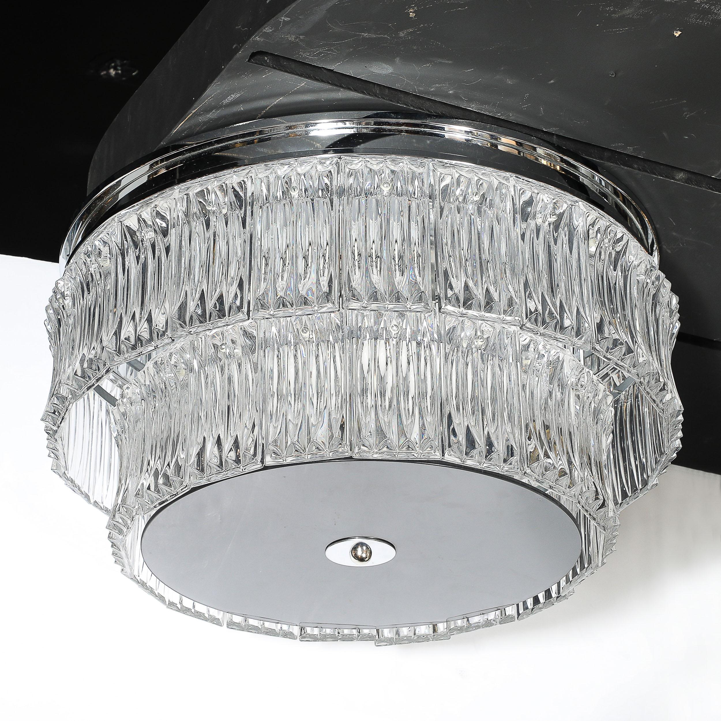 Empotrable de 2 niveles de cristal de Murano transparente de mediados de siglo con difusor de cristal ahumado en venta 3