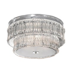 Mid-Century 2-Tier Transparent Murano Glass Flush-Mount w/ Smoked Glass Diffuser