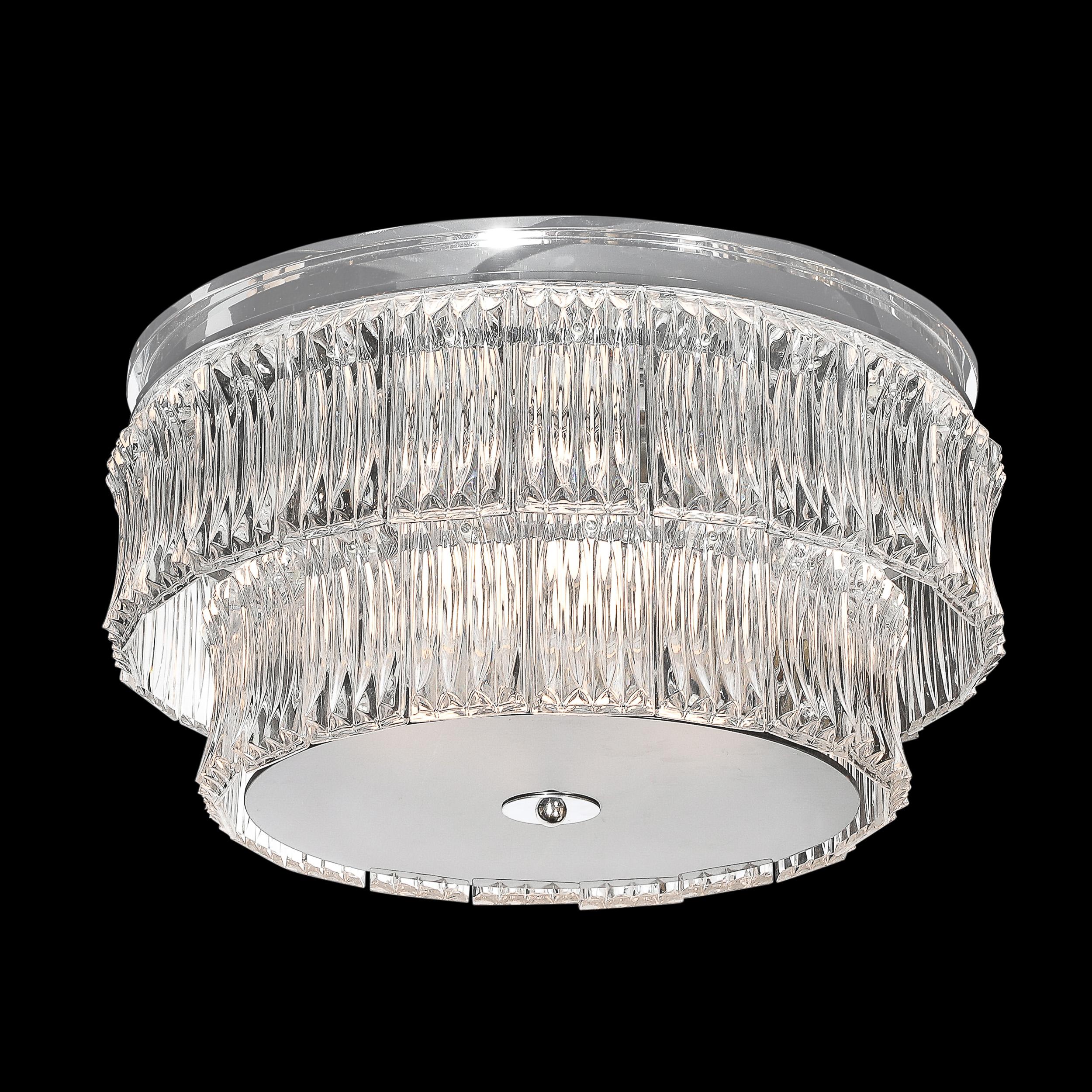 Empotrable de 2 niveles de cristal de Murano transparente de mediados de siglo con difusor de cristal ahumado Moderno de mediados de siglo en venta