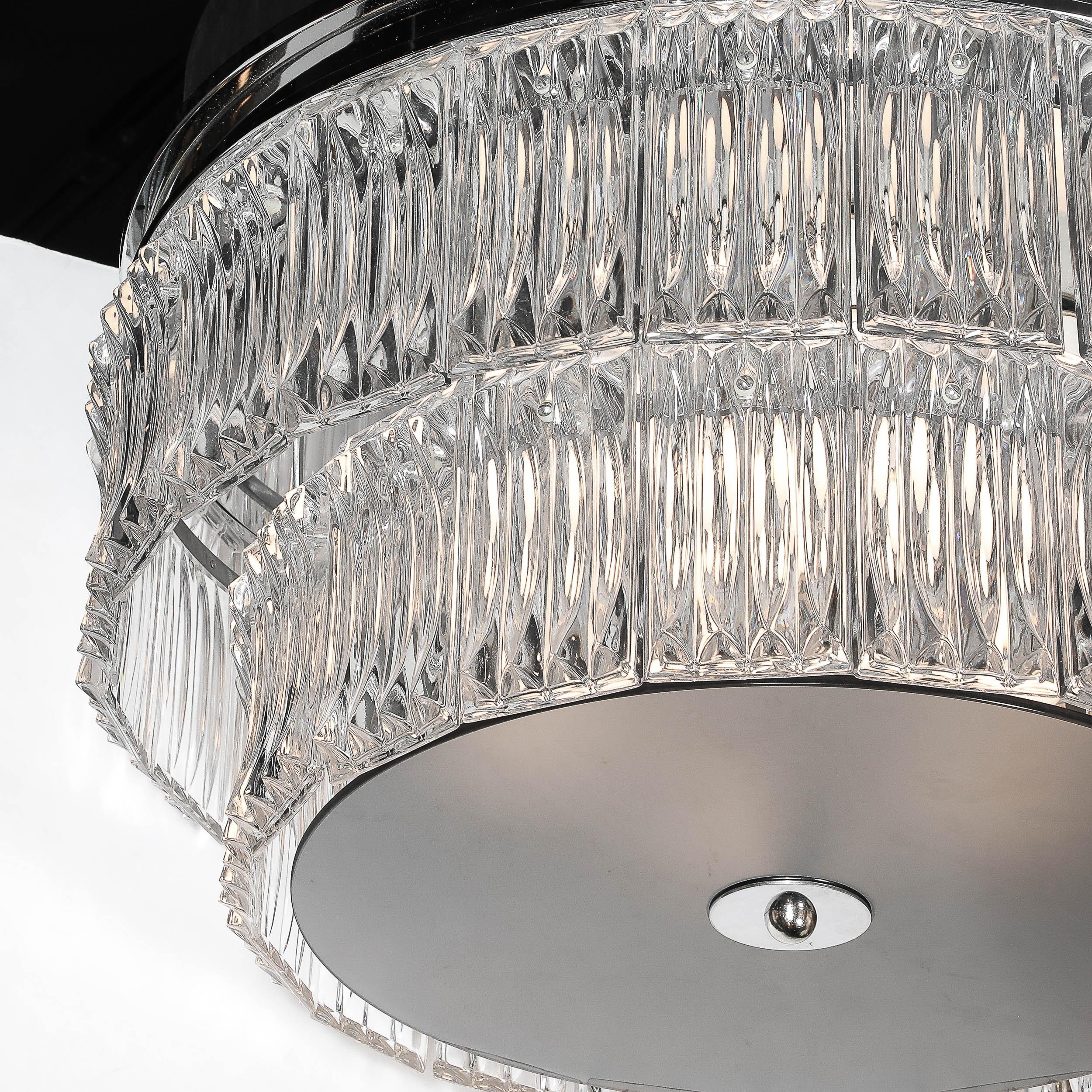 Empotrable de 2 niveles de cristal de Murano transparente de mediados de siglo con difusor de cristal ahumado en Excelente estado para la venta en New York, NY