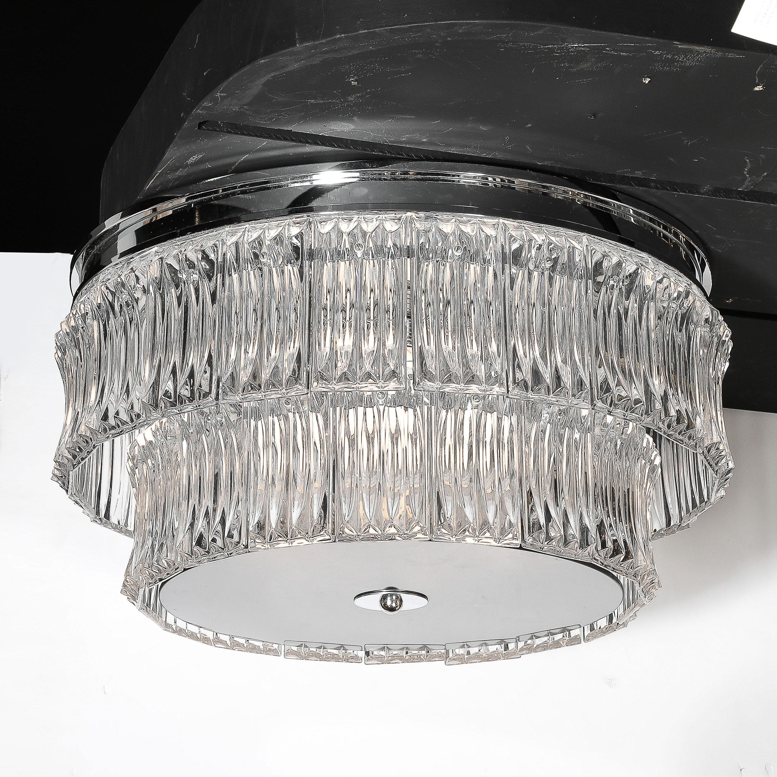 Empotrable de 2 niveles de cristal de Murano transparente de mediados de siglo con difusor de cristal ahumado en venta 1