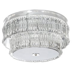Mid-Century 2-tier Transparentes Murano Glas Flush-Mount mit Diffusor aus Rauchglas
