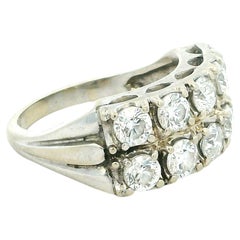 Vintage 14K White Gold Double Row Diamond Band Ring with 2.00 Carats Total