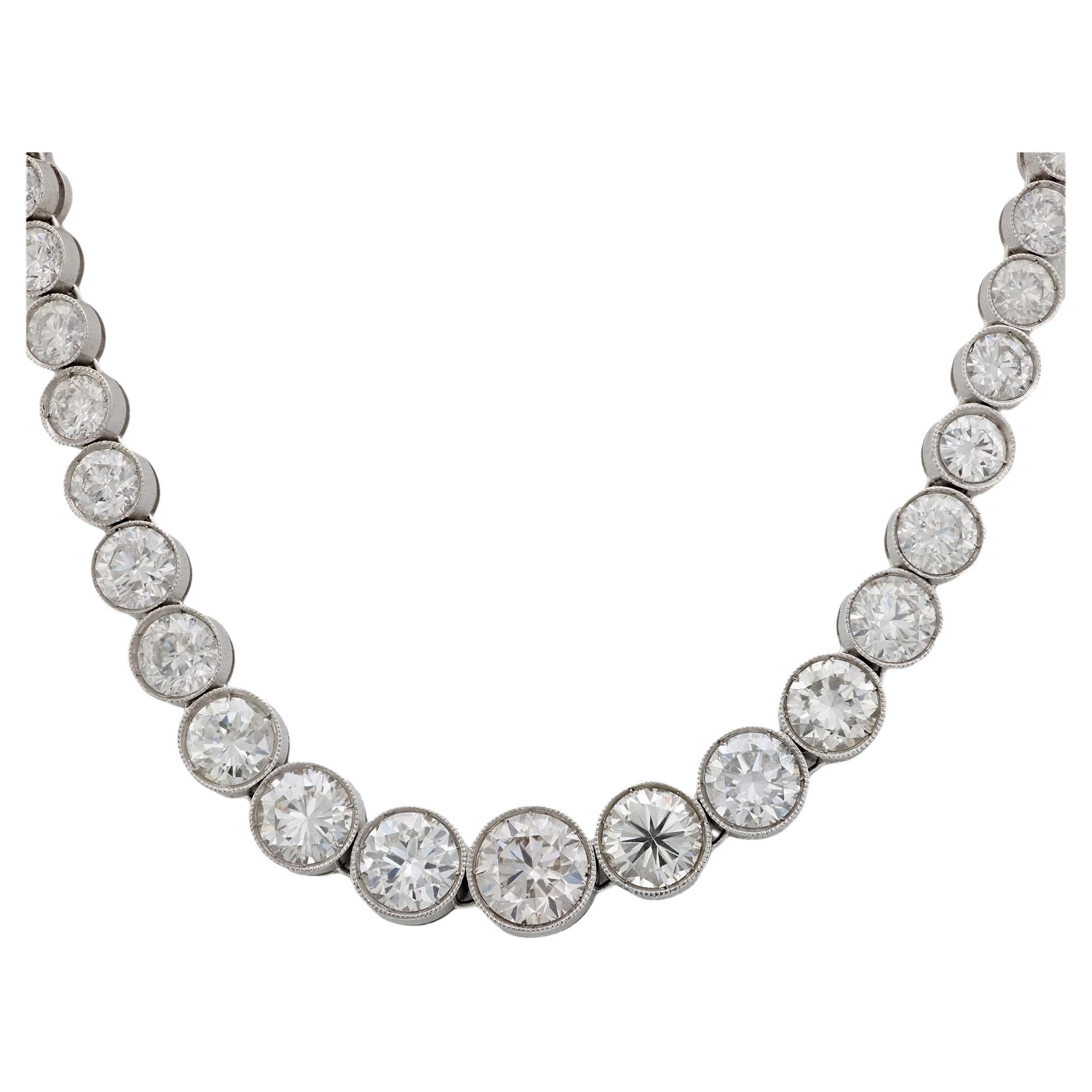 Collana tennis in platino con diamante da 20 carati del Mid Century